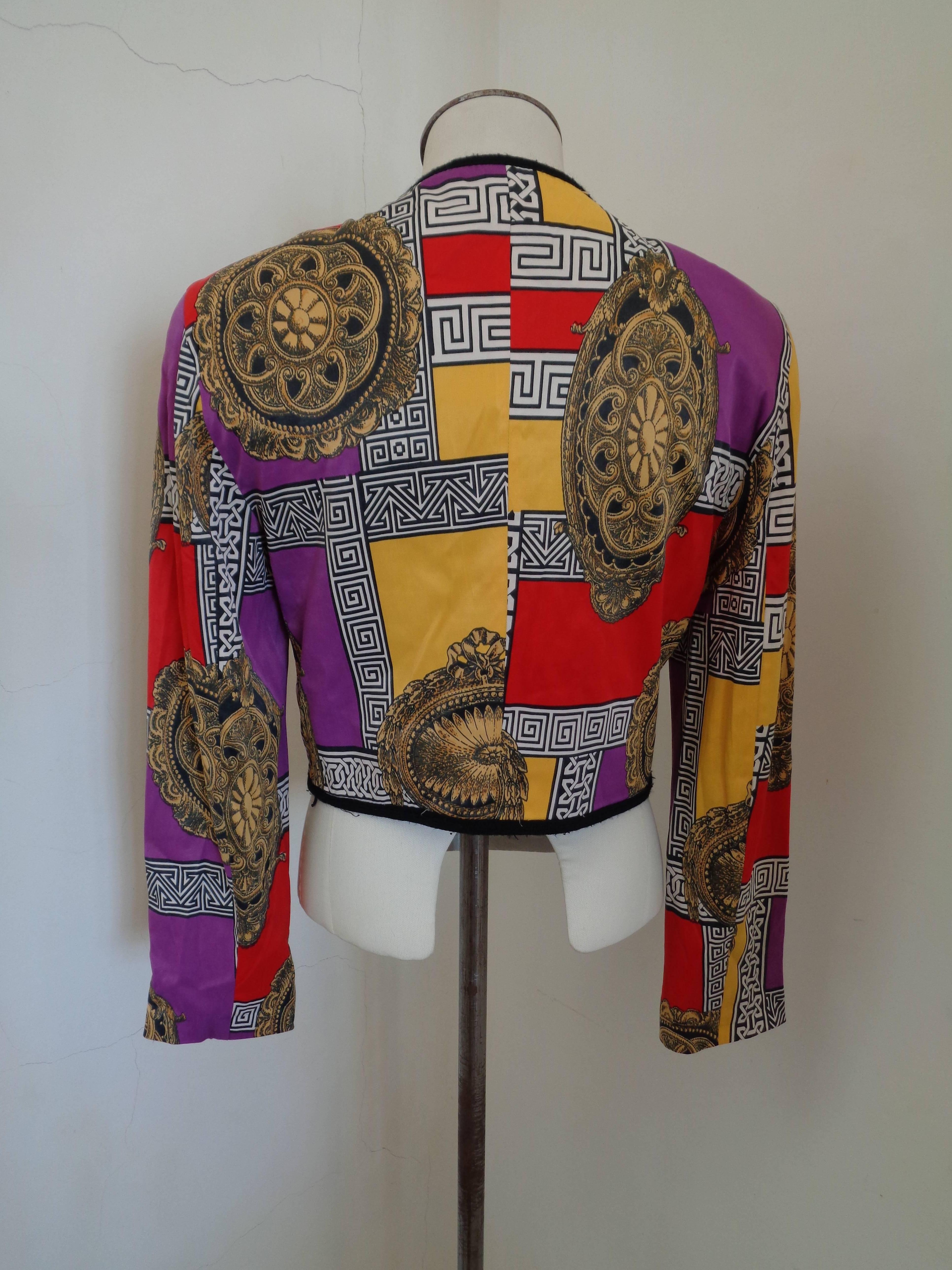 Women's or Men's 1980s Vintage Multicolour Bolero Jacket