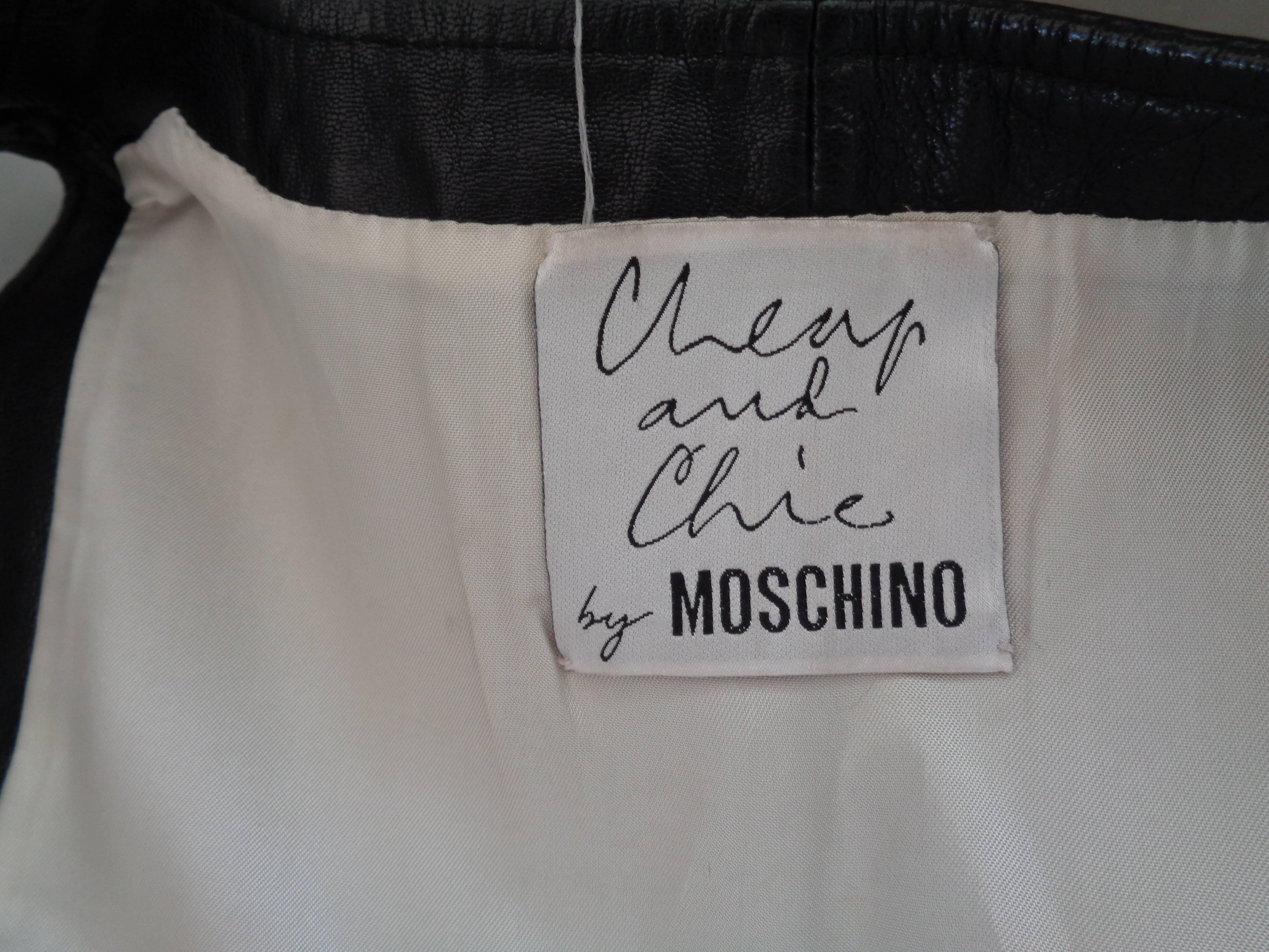 Robe en cuir noir Moschino Cheap & Chic en vente 1