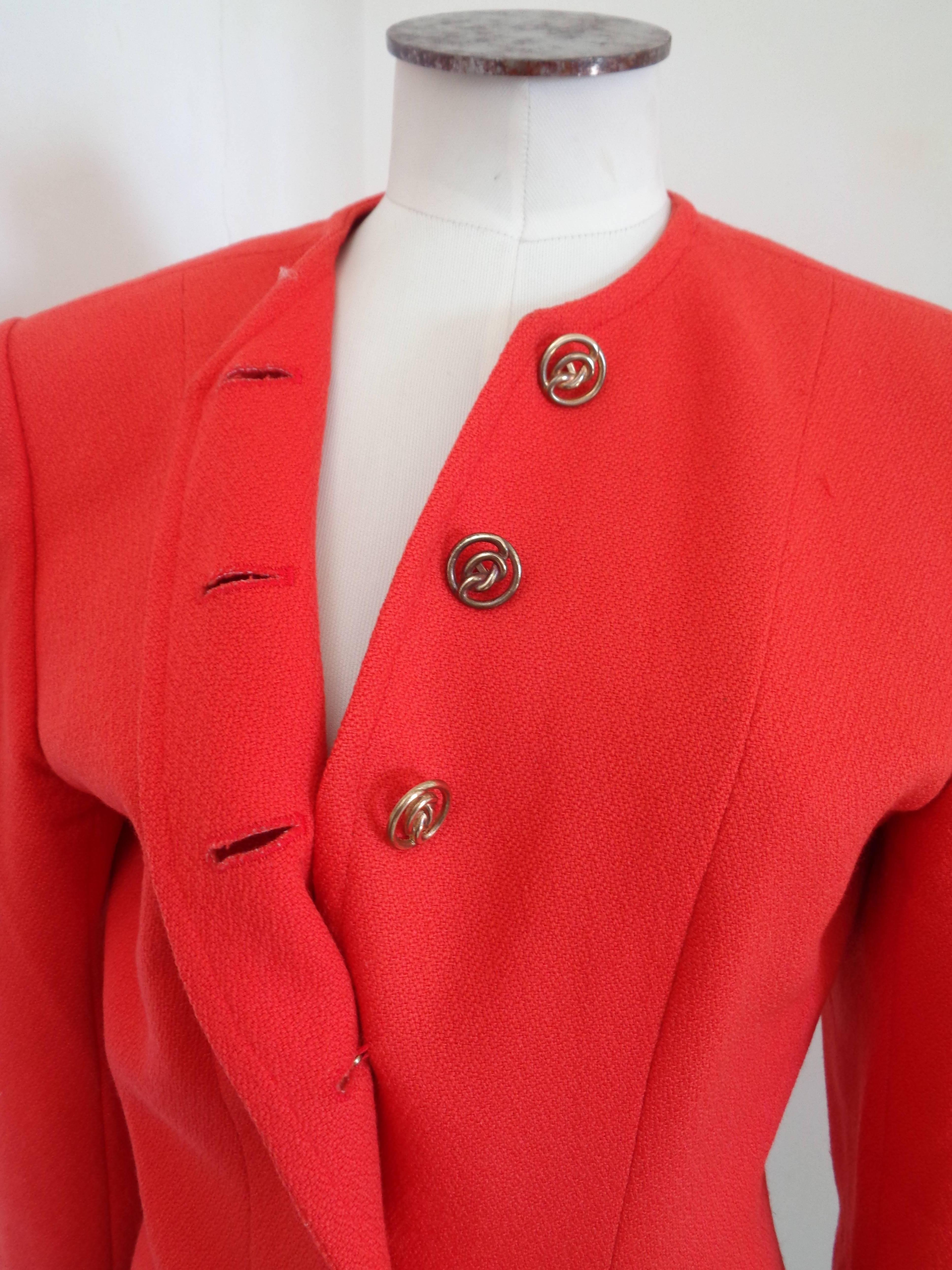 Women's Yves Saint Laurent Variatio Red Wool Jacket