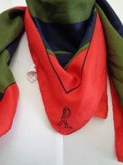 Roberta di Camerino Red Green Silk Foulard Scarf