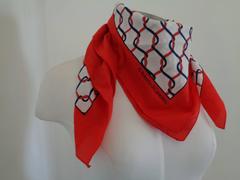 Vintage 1980s Roberta Di Camerino Red White Blue Silk Scarf 78cm