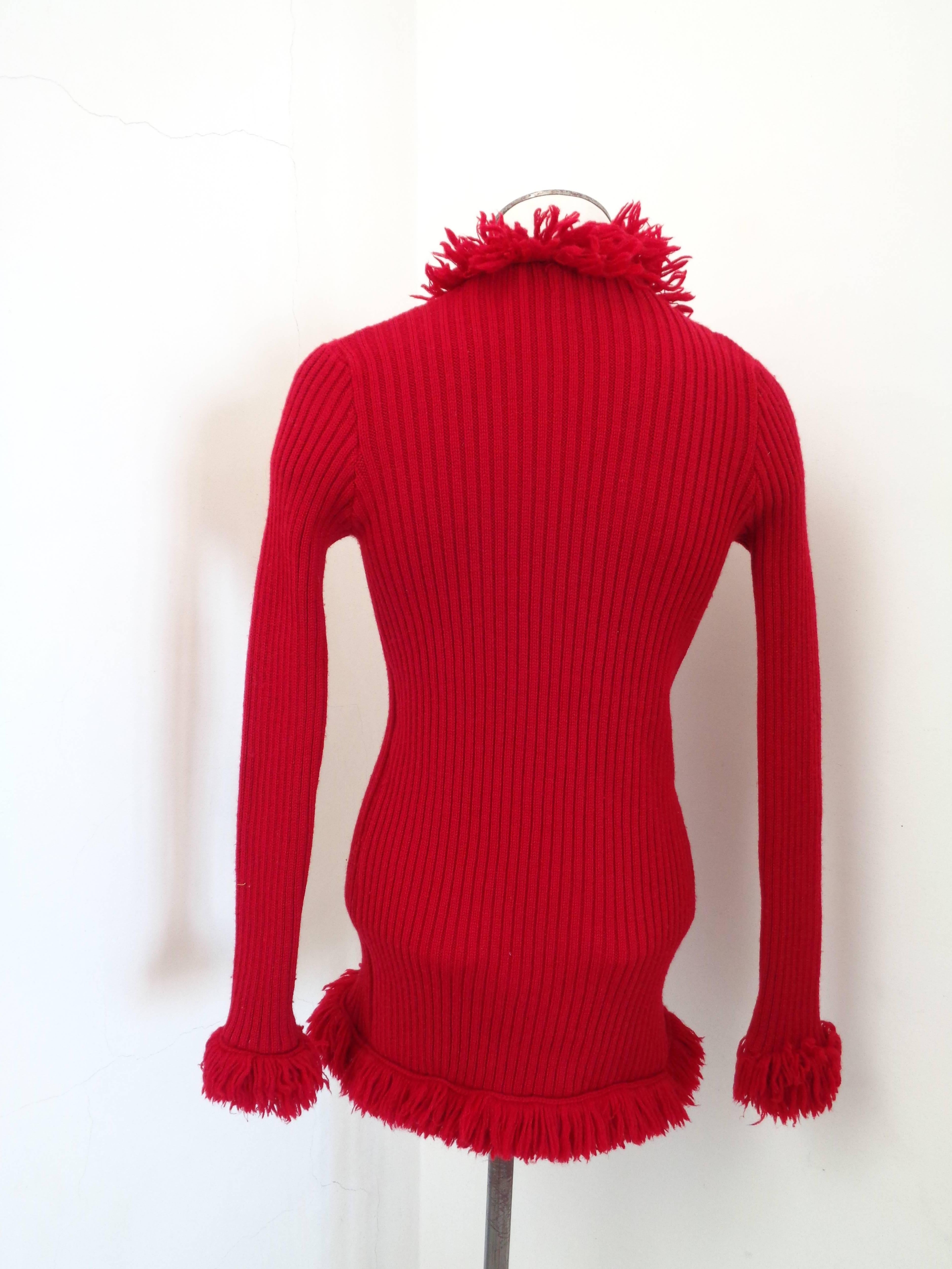 Yves Saint Laurent Tricot Red Cardigan Sweater In Excellent Condition In Capri, IT
