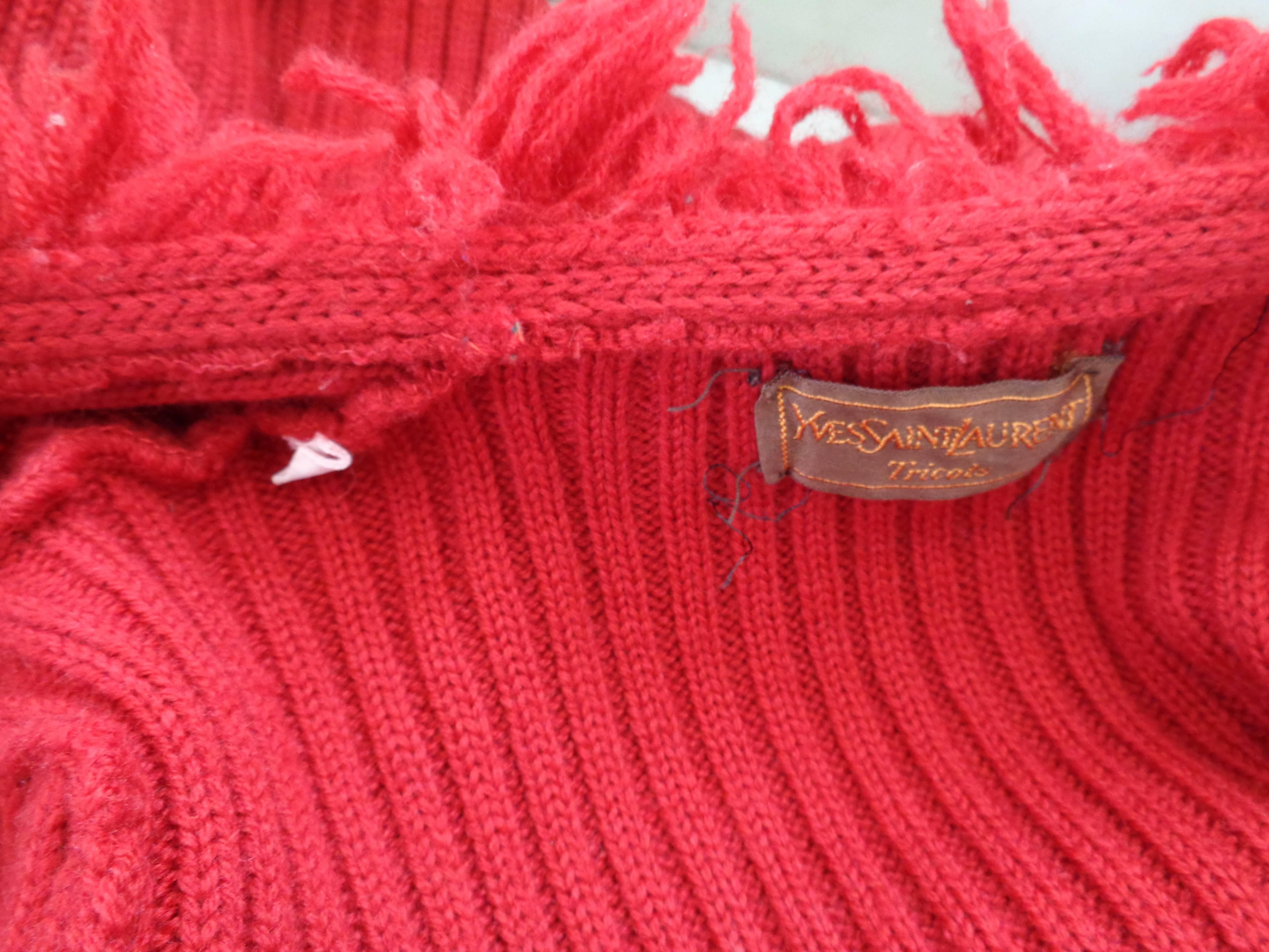 Yves Saint Laurent Tricot Red Cardigan Sweater 1