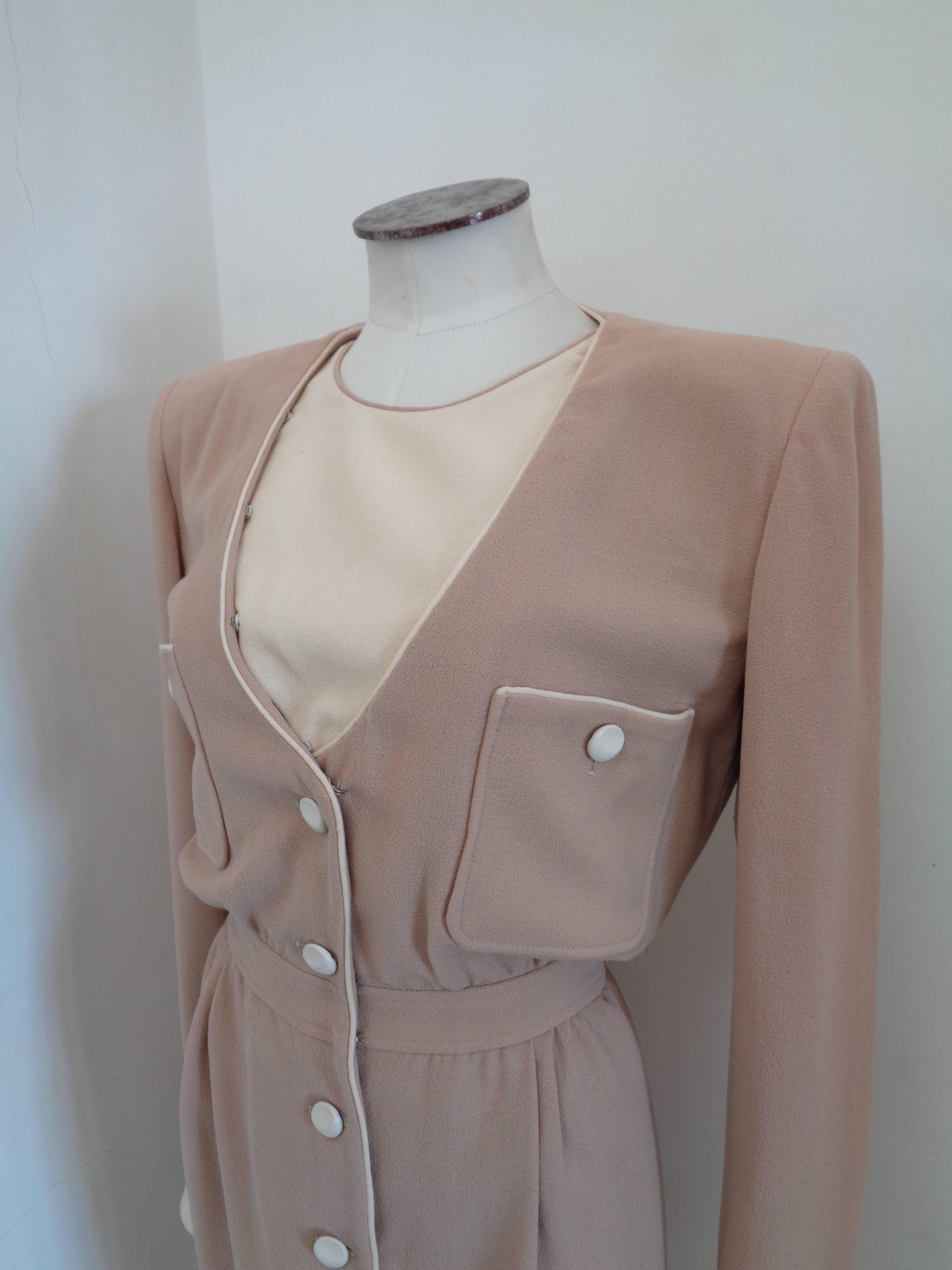 Brown 1976 Valentino Beije Cream Dress For Sale