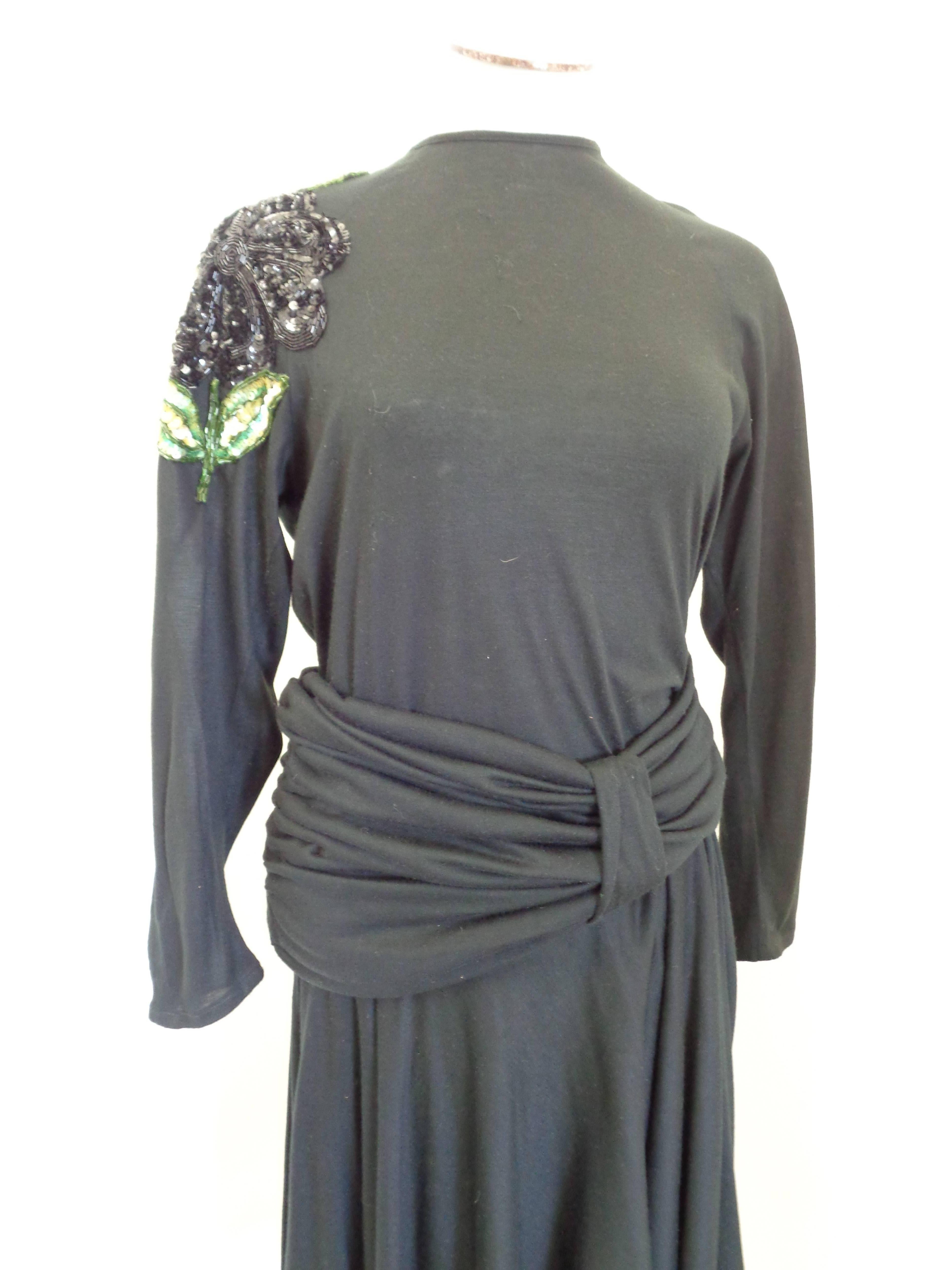 Salvatore Ferragamo Black Embellished sequins Dress In Good Condition For Sale In Capri, IT