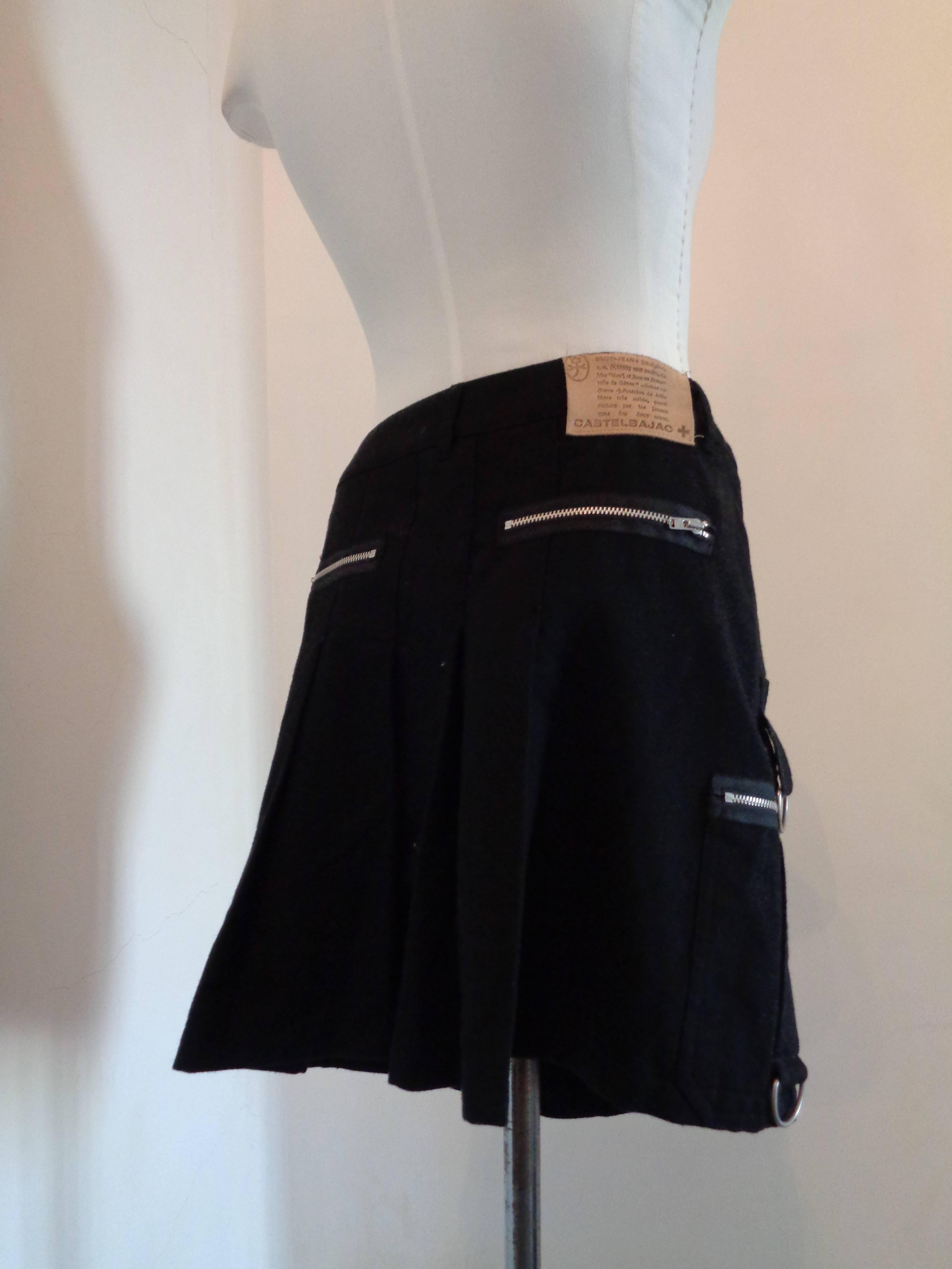 J.C de Castelbajac black Wool Skirt In Excellent Condition For Sale In Capri, IT