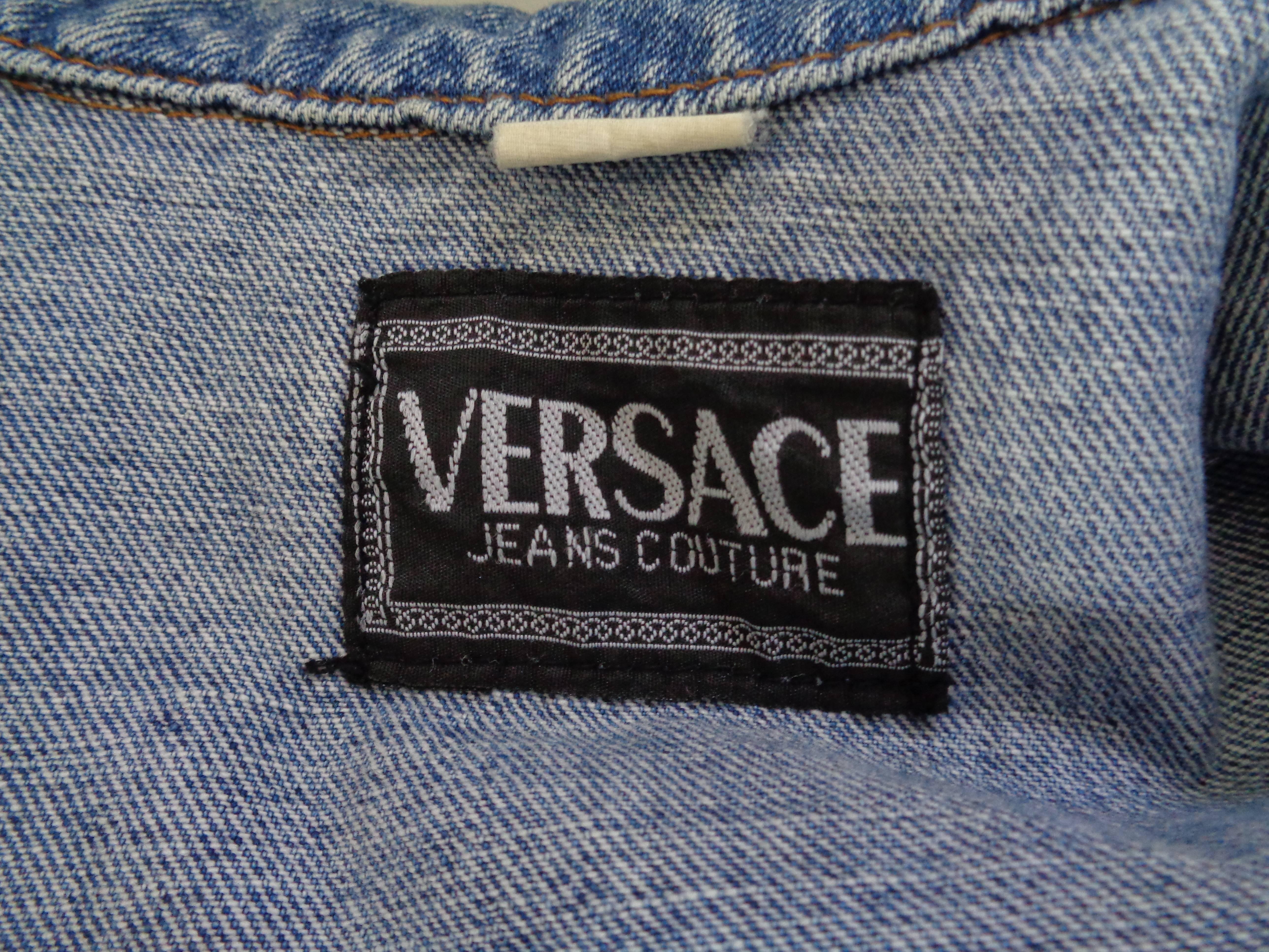 Versace Jeans Couture Denim Silver HW Cotton Jacket In Excellent Condition In Capri, IT