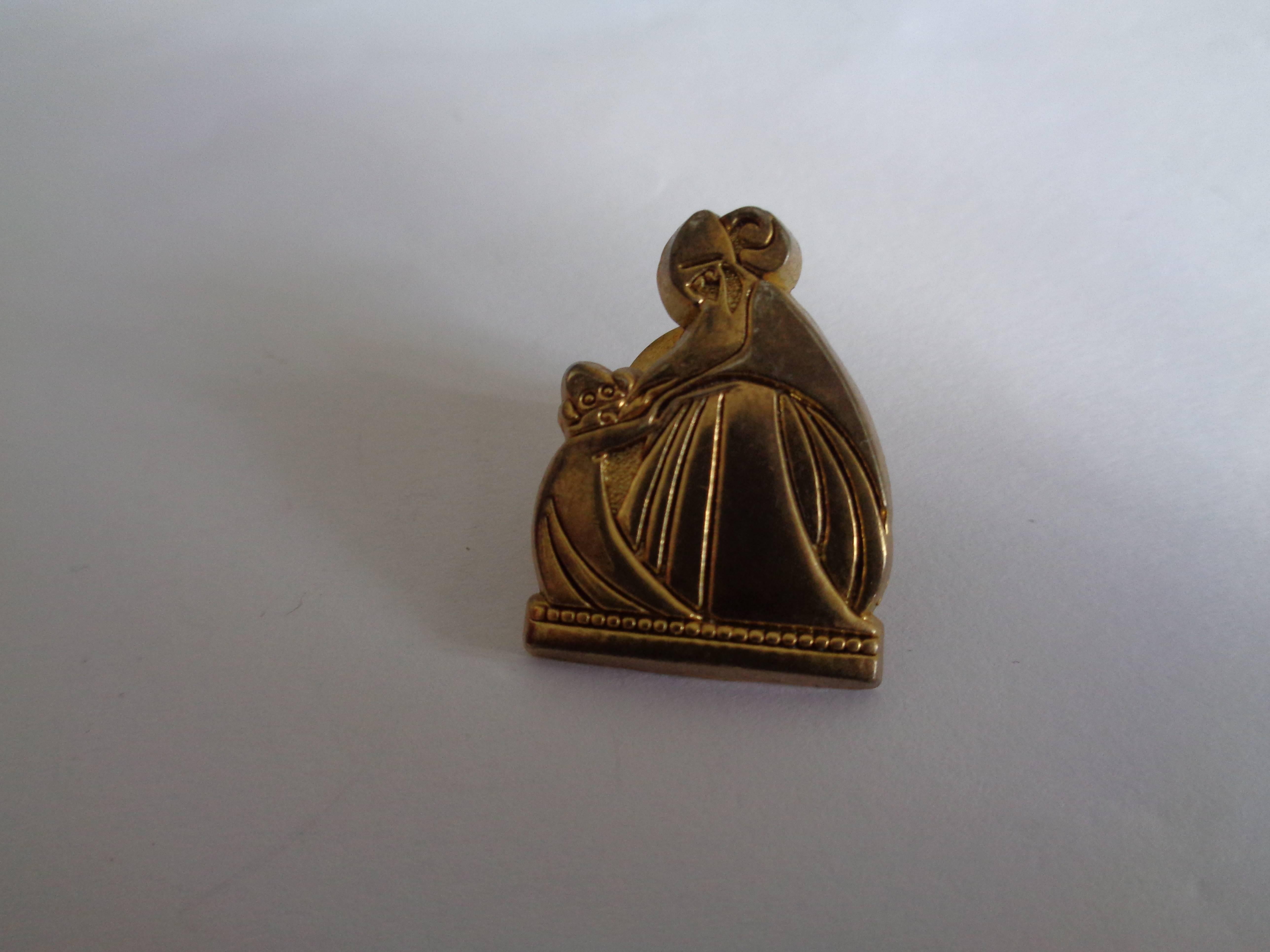 Lanvin Logo gold tone Brooch Pin 1