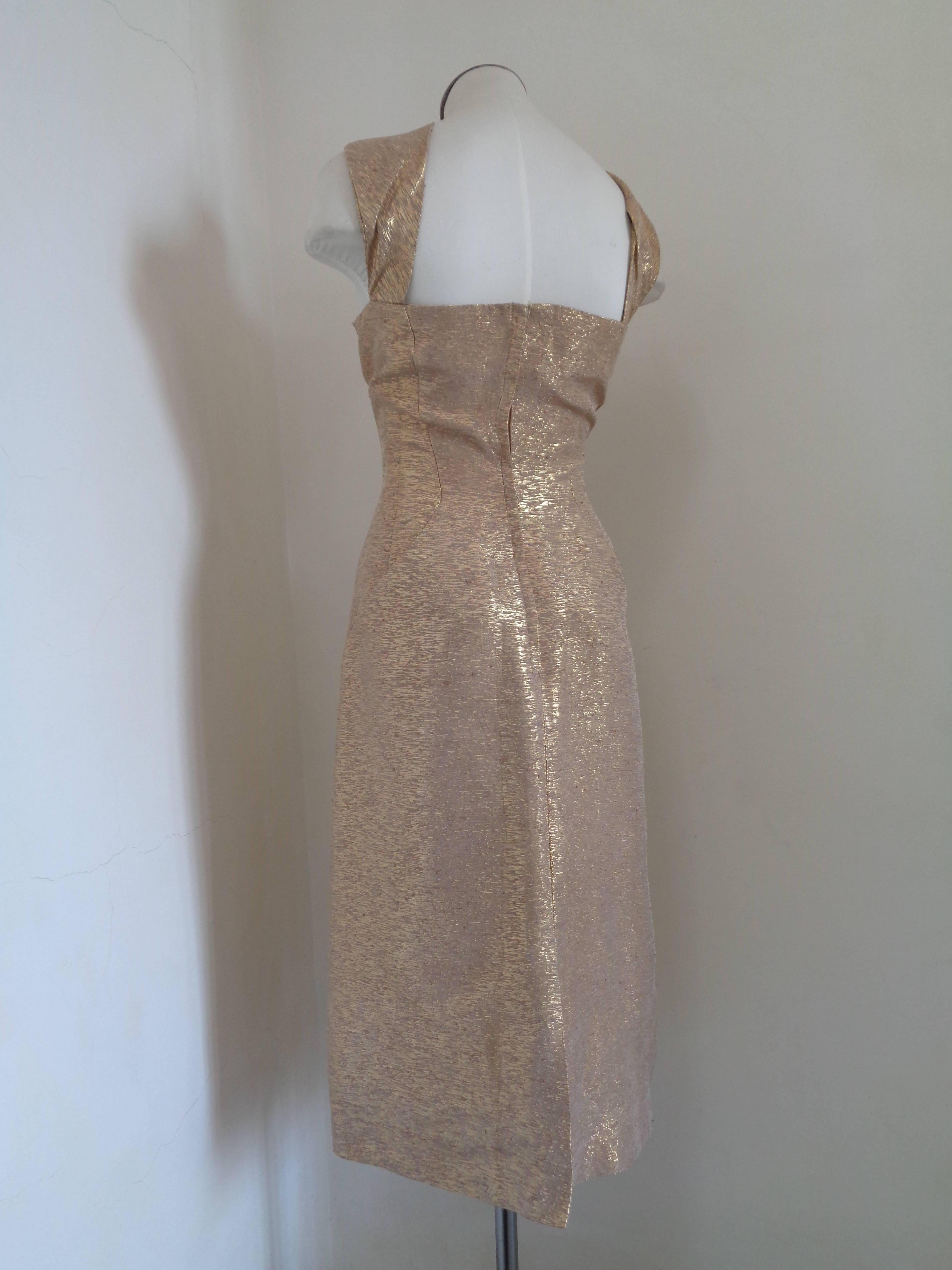 Gray 1980s Vintage Gold tone Tailor Made Dress