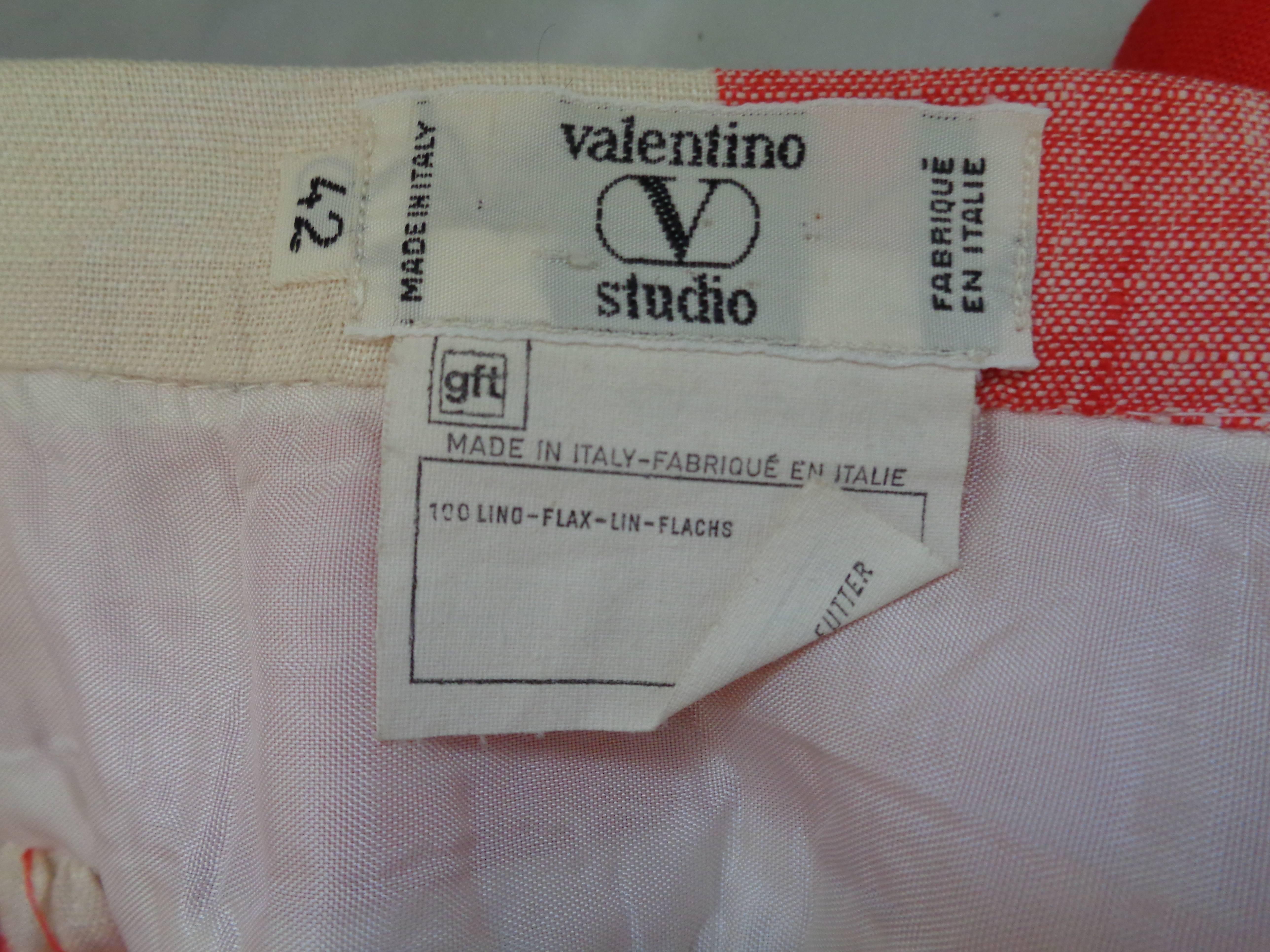 Pink Valentino Studio White Red Linen skirt