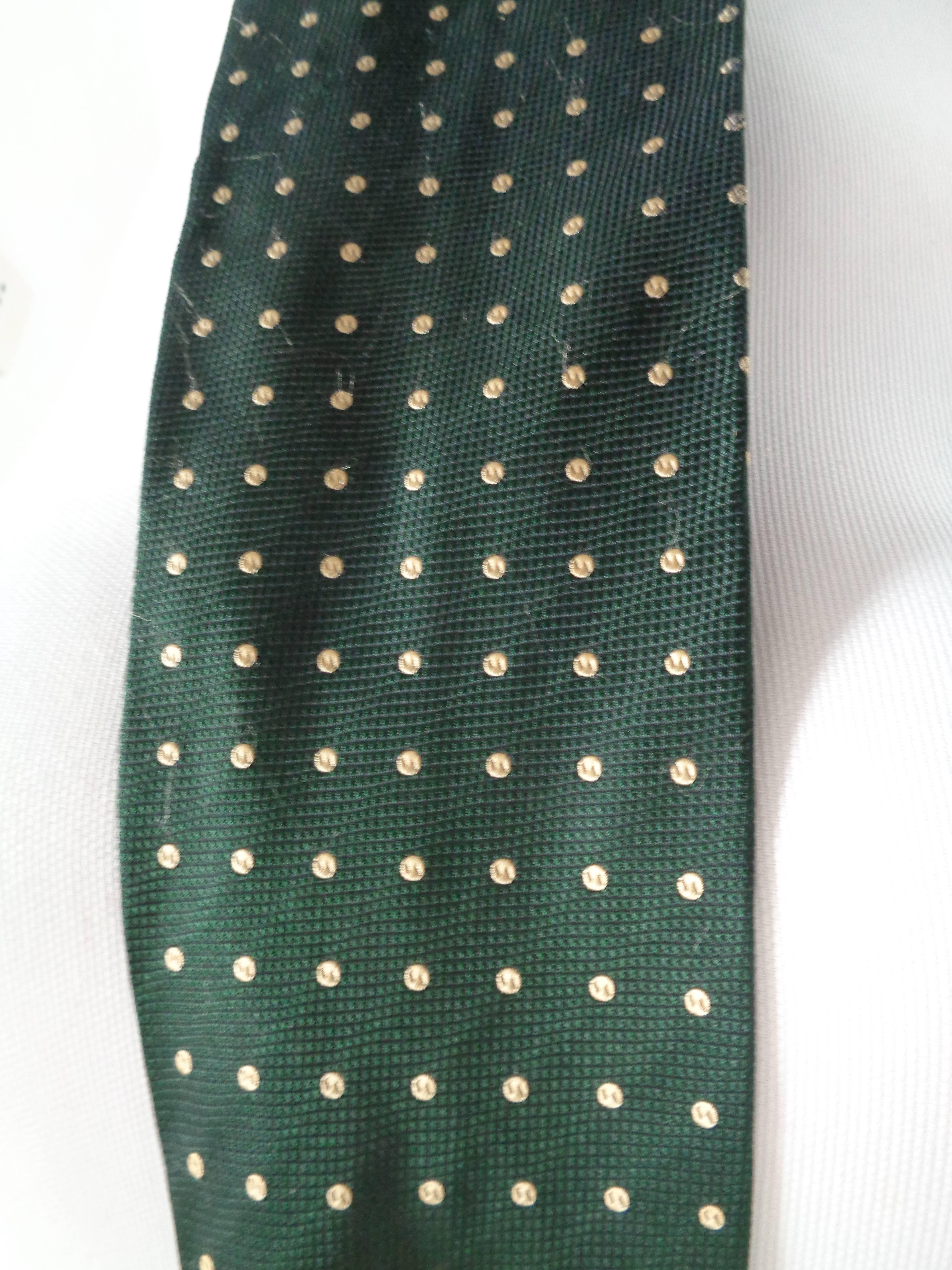 Black Hugo Boss Green Pois Silk Tie