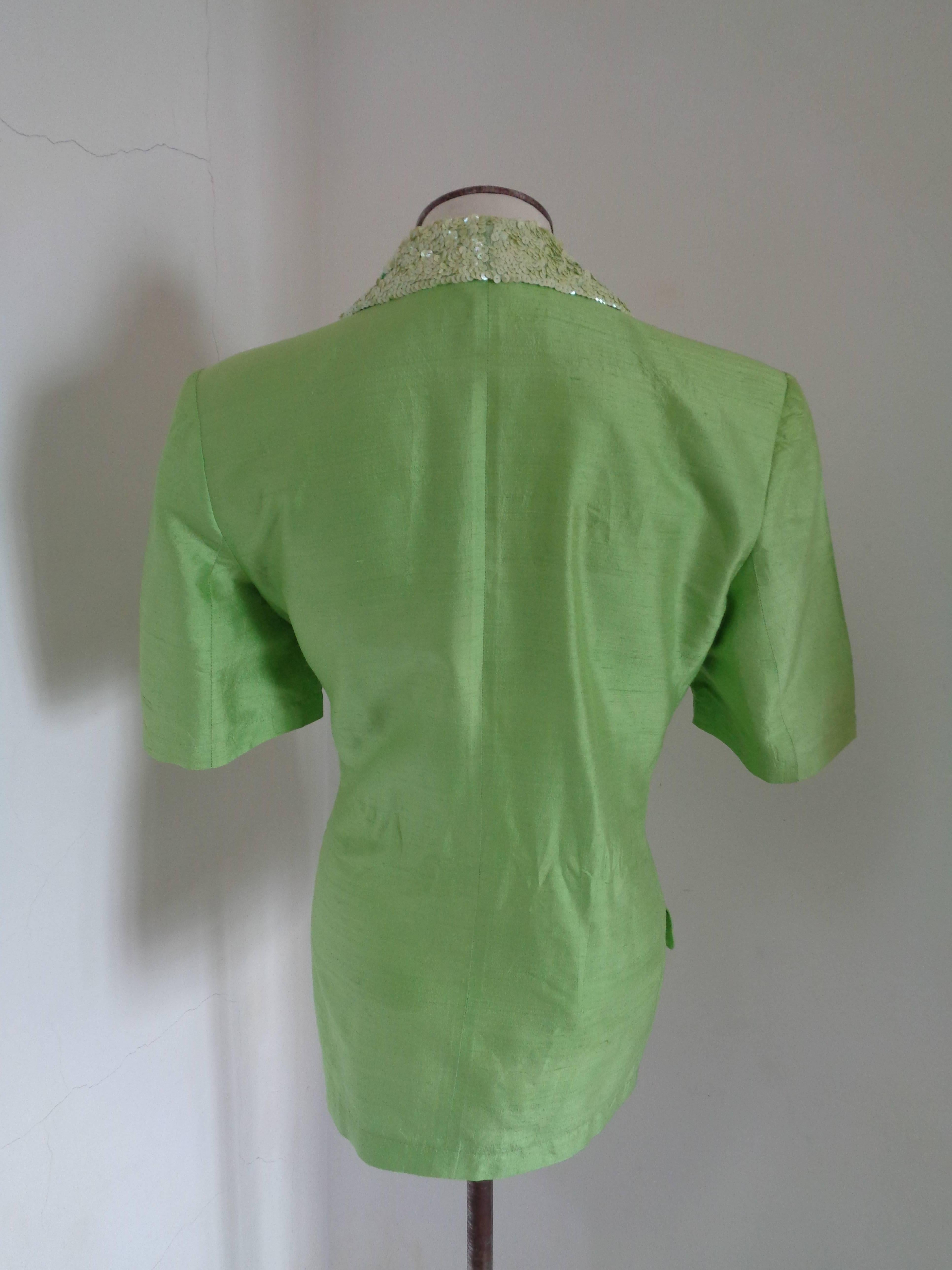 Women's Post Scriptum Green sequins Silk Jacket For Sale