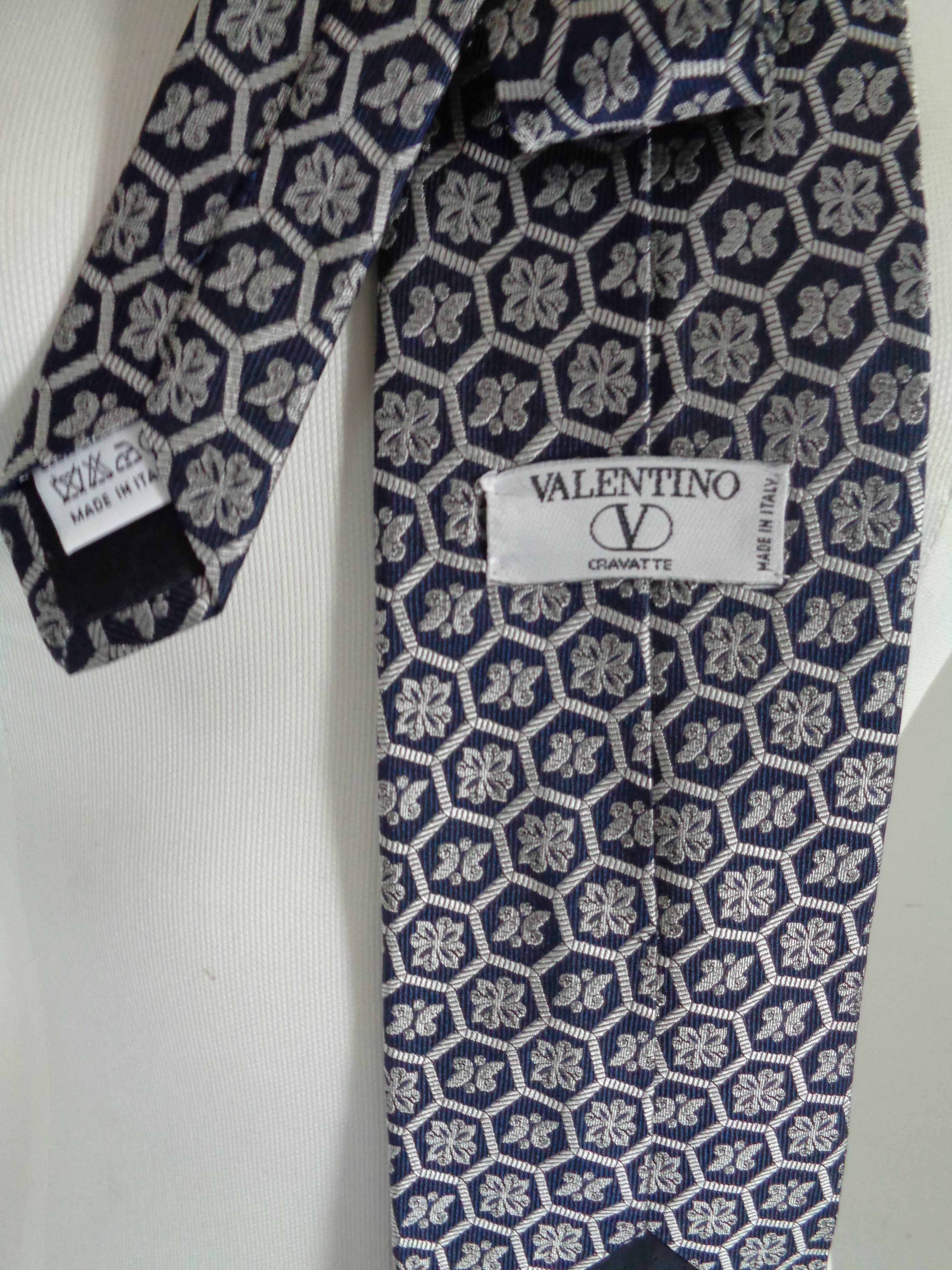 Black Valentino Blu multi Silk Tie