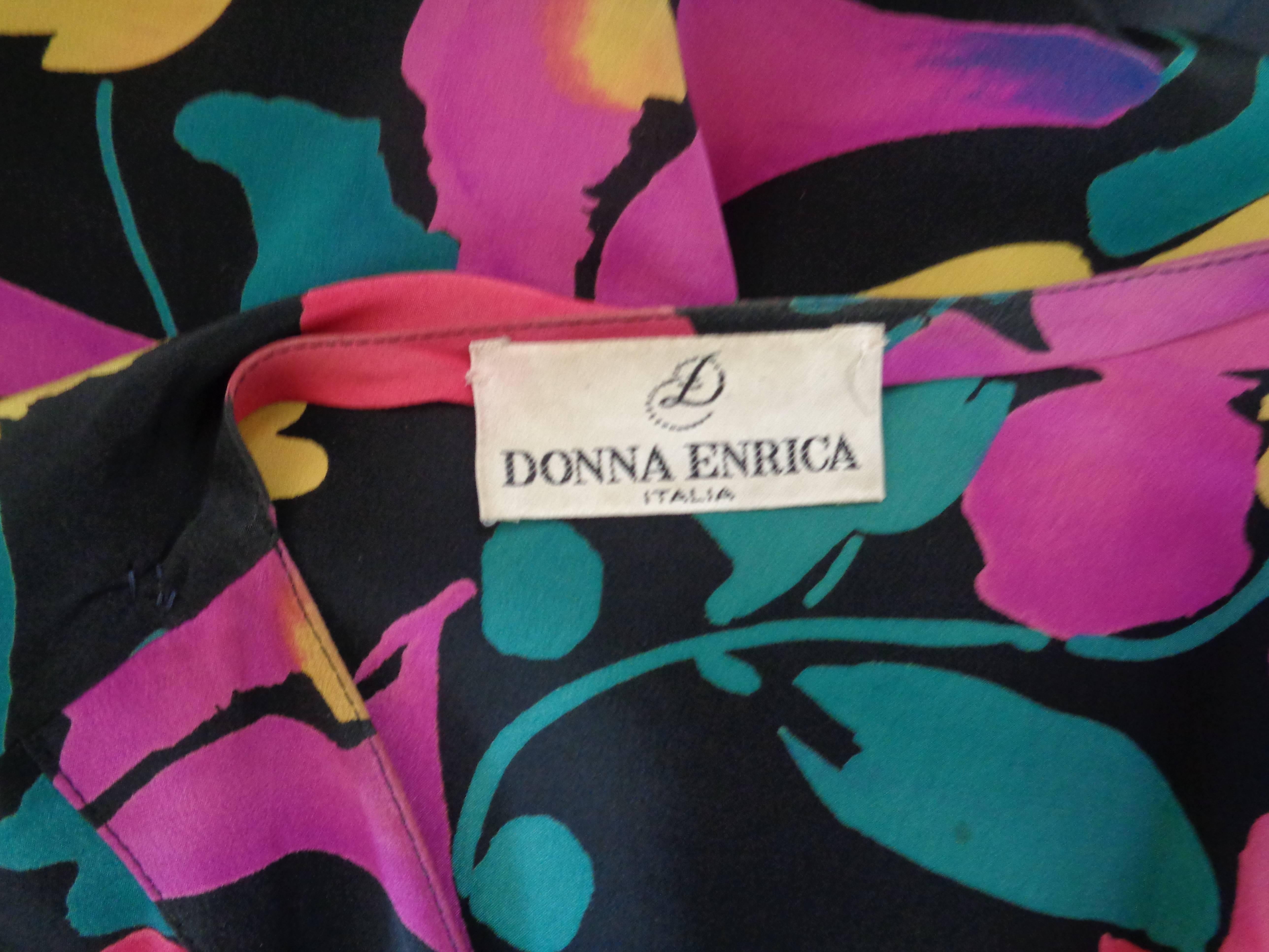 Nero Camicia anni '80 Donna Enrica Flowers