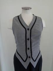 1970s Vintage Black and Grey Gilet Pants Jumpsuit