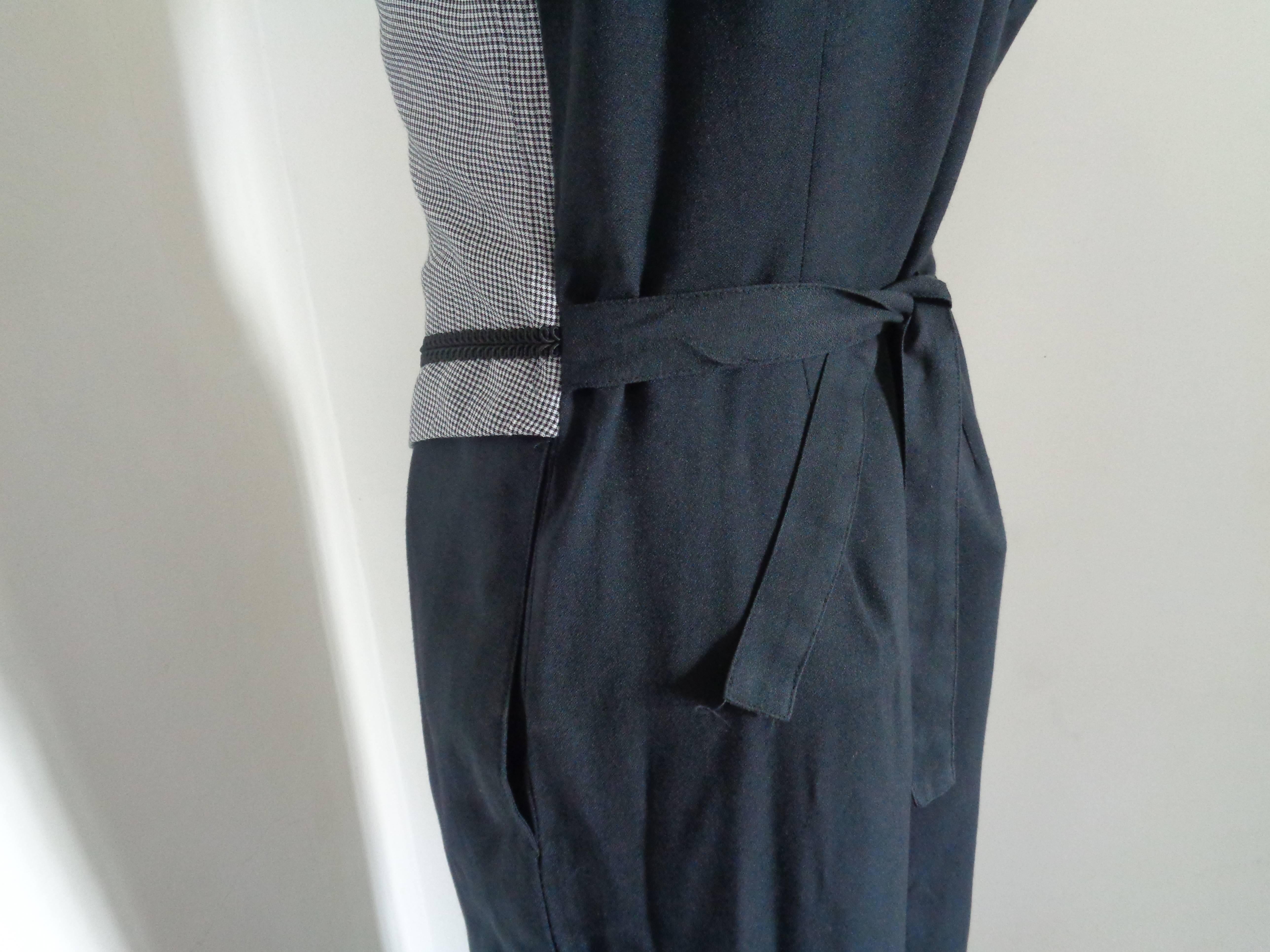 Women's 1970s Vintage Black and Grey Gilet Pants Jumpsuit  For Sale