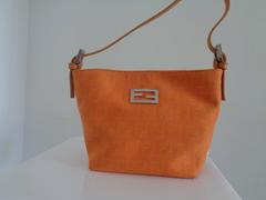 Fendi Orange Monogram Small Bag Silver Hardware