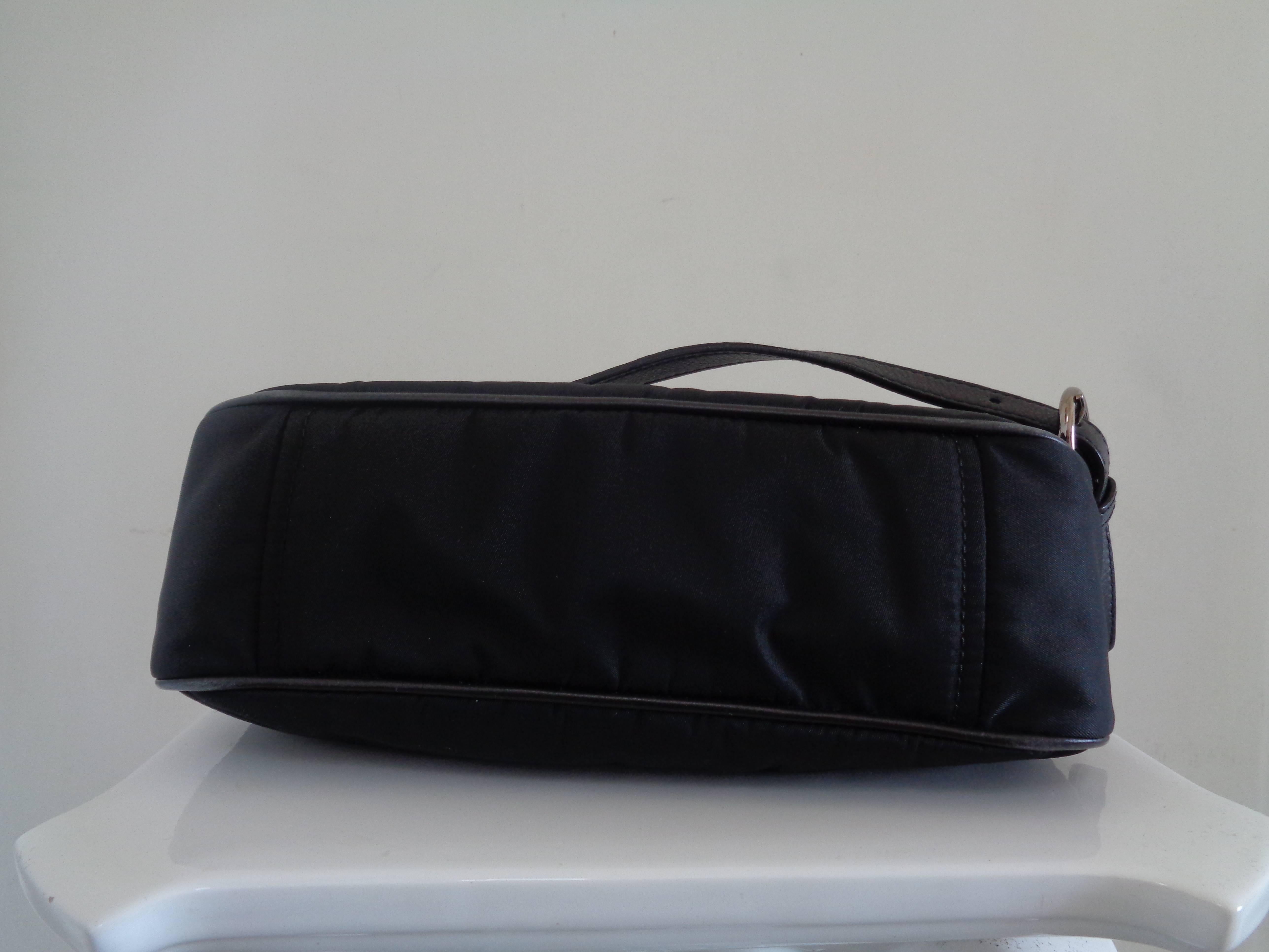Prada Black Canvas Shoulder Bag In Excellent Condition In Capri, IT
