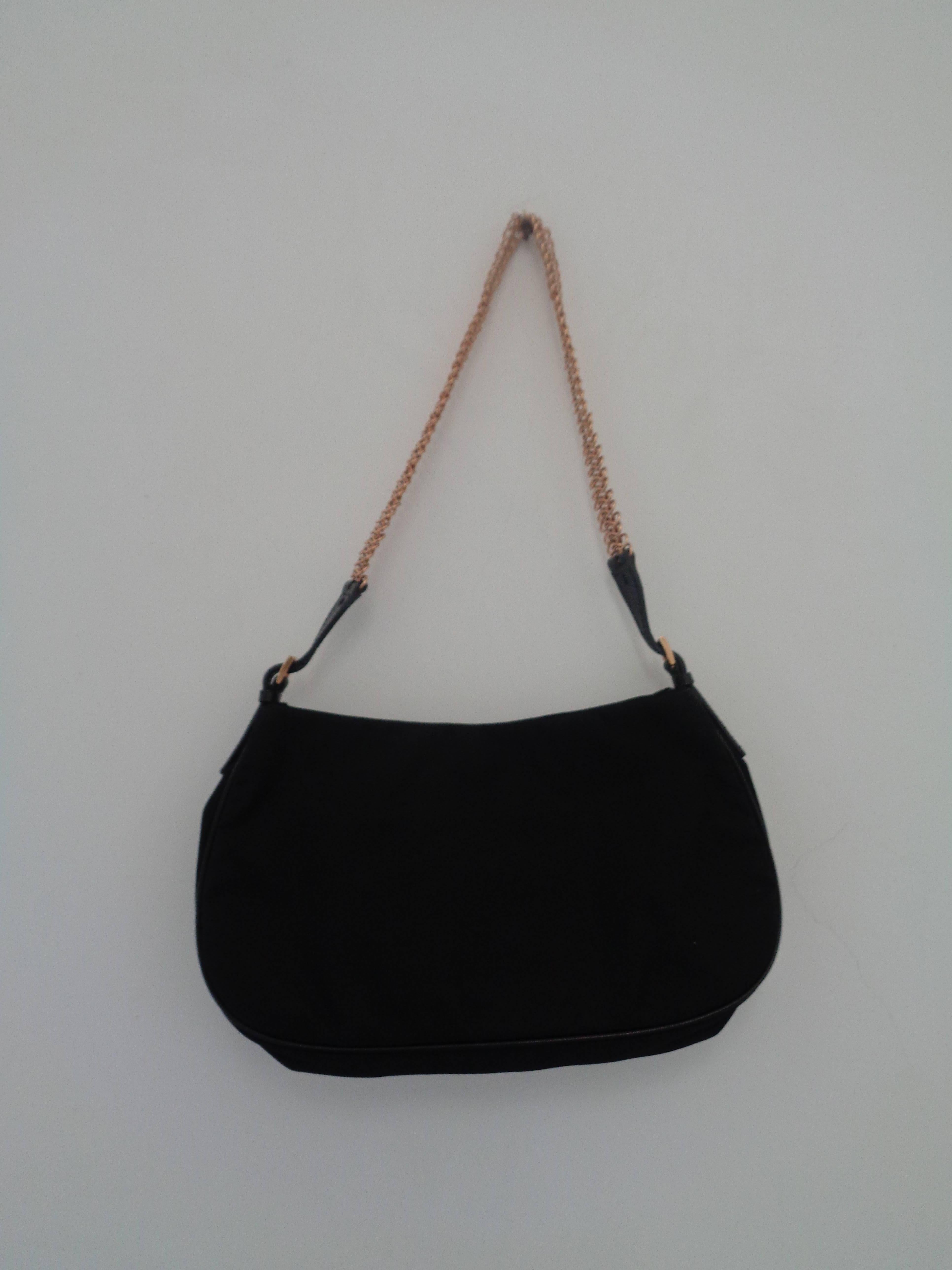 Prada Black Canvas Gold Tone Chain Shoulder Bag In Excellent Condition In Capri, IT