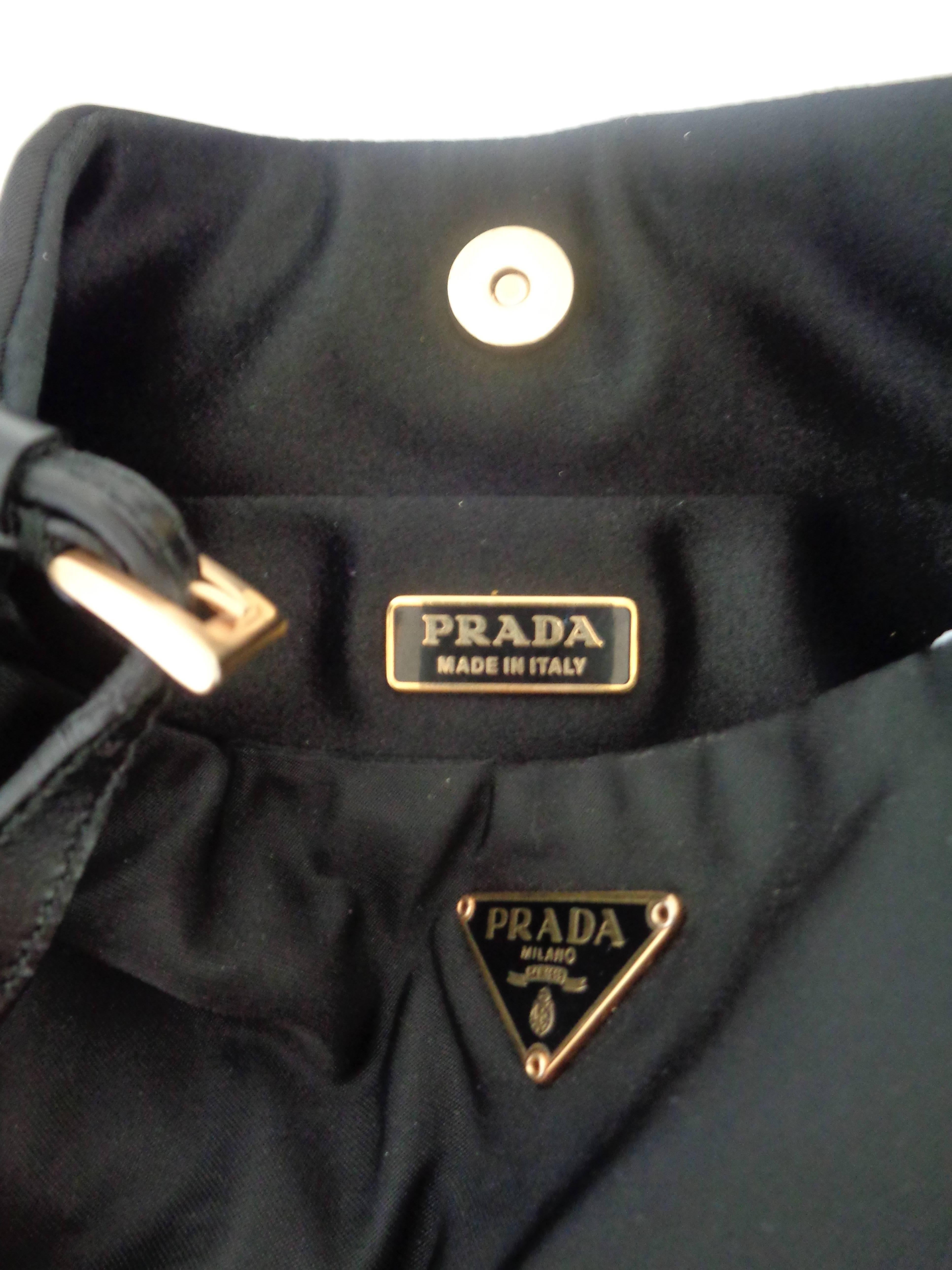 Prada Black Canvas Gold Tone Chain Shoulder Bag 1
