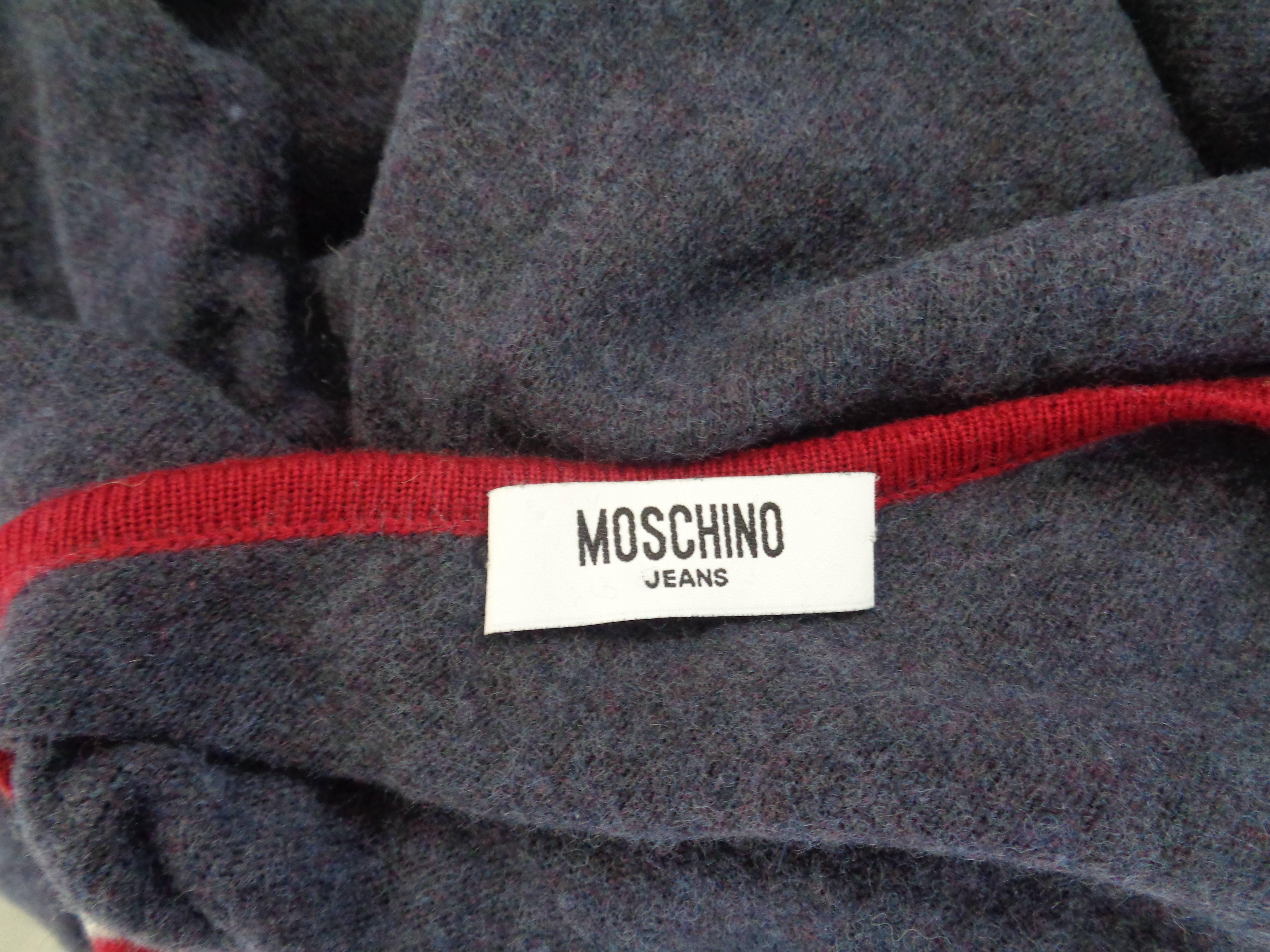 Moschino Wool Blu White and Red Stripes Shirt In Excellent Condition For Sale In Capri, IT