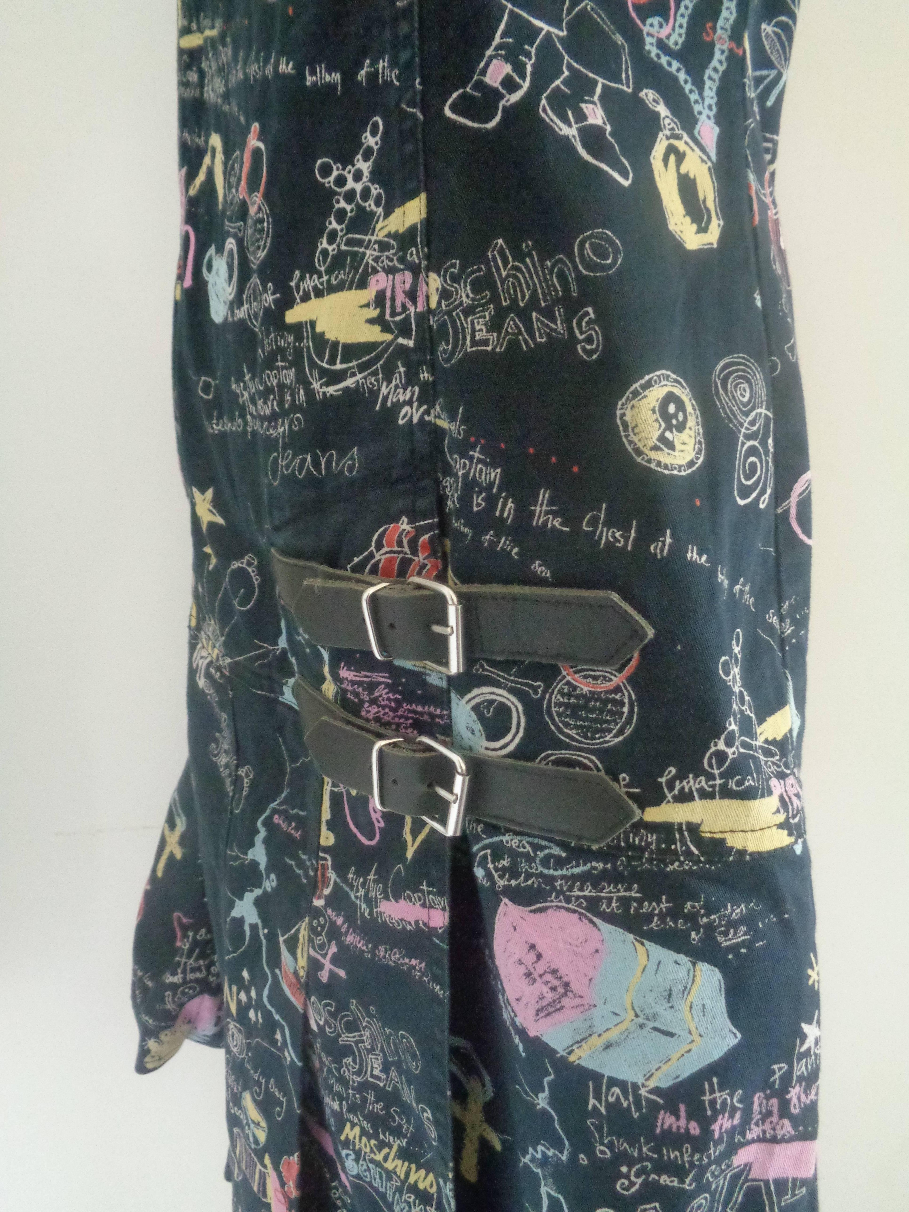Noir Moschino - Robe en coton imprimé Jeans en vente