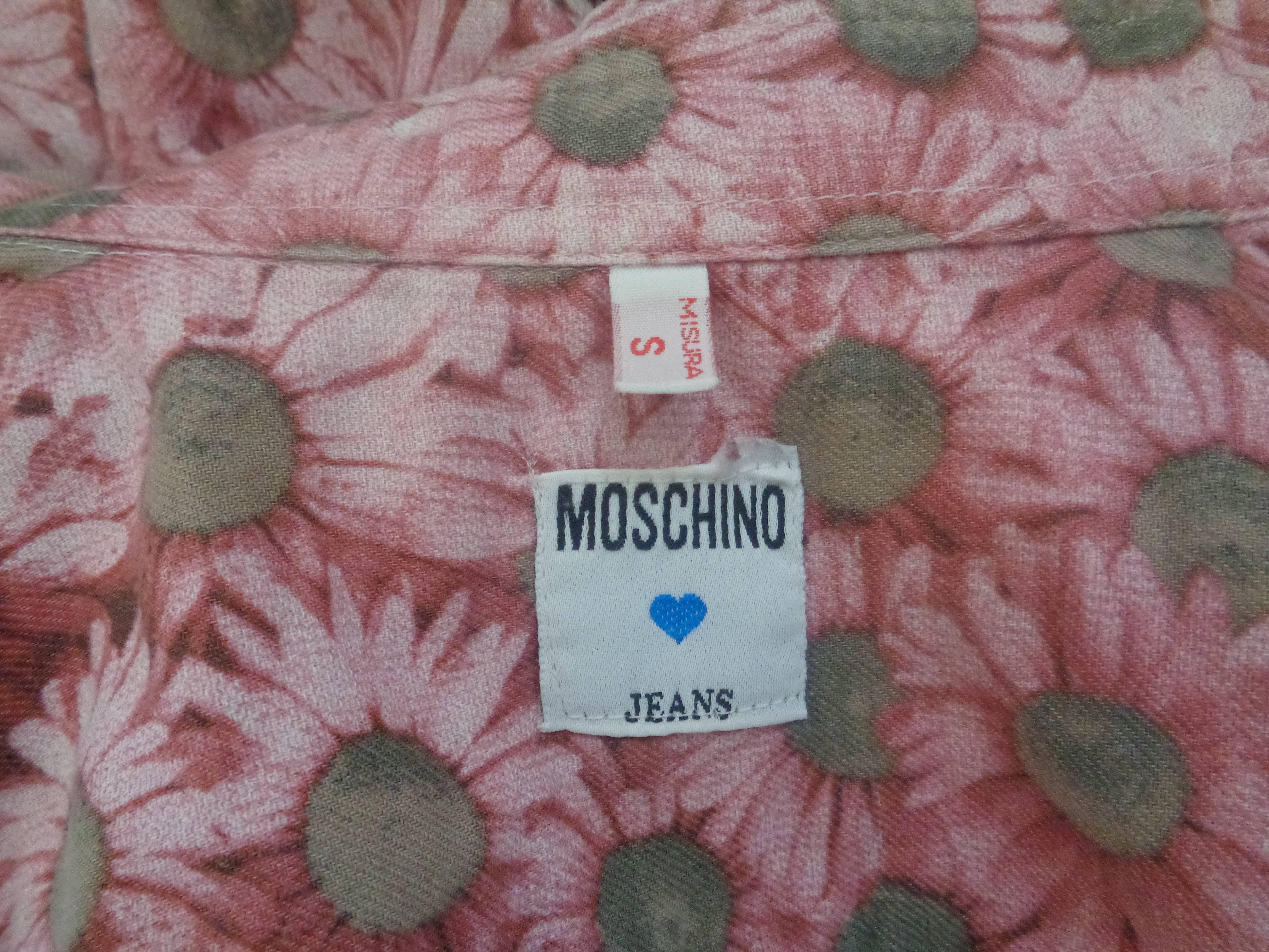 Moschino Pink Flower Cotton Shirt For Sale 1