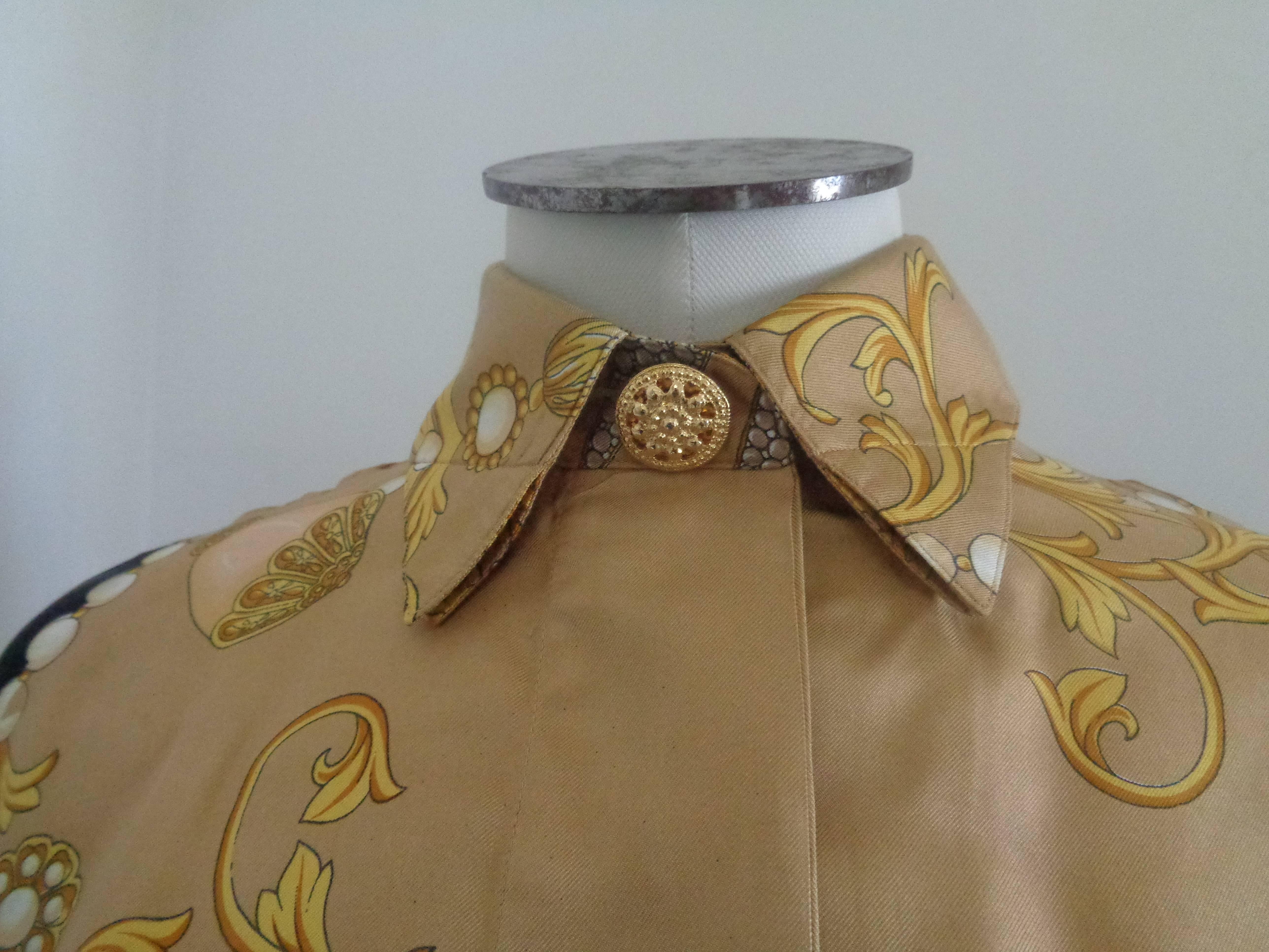Roberto Cavalli Gold multicolour silk Shirt

Size S 