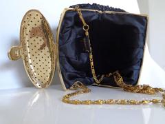 1970s Black beads gold tone shoulder bag