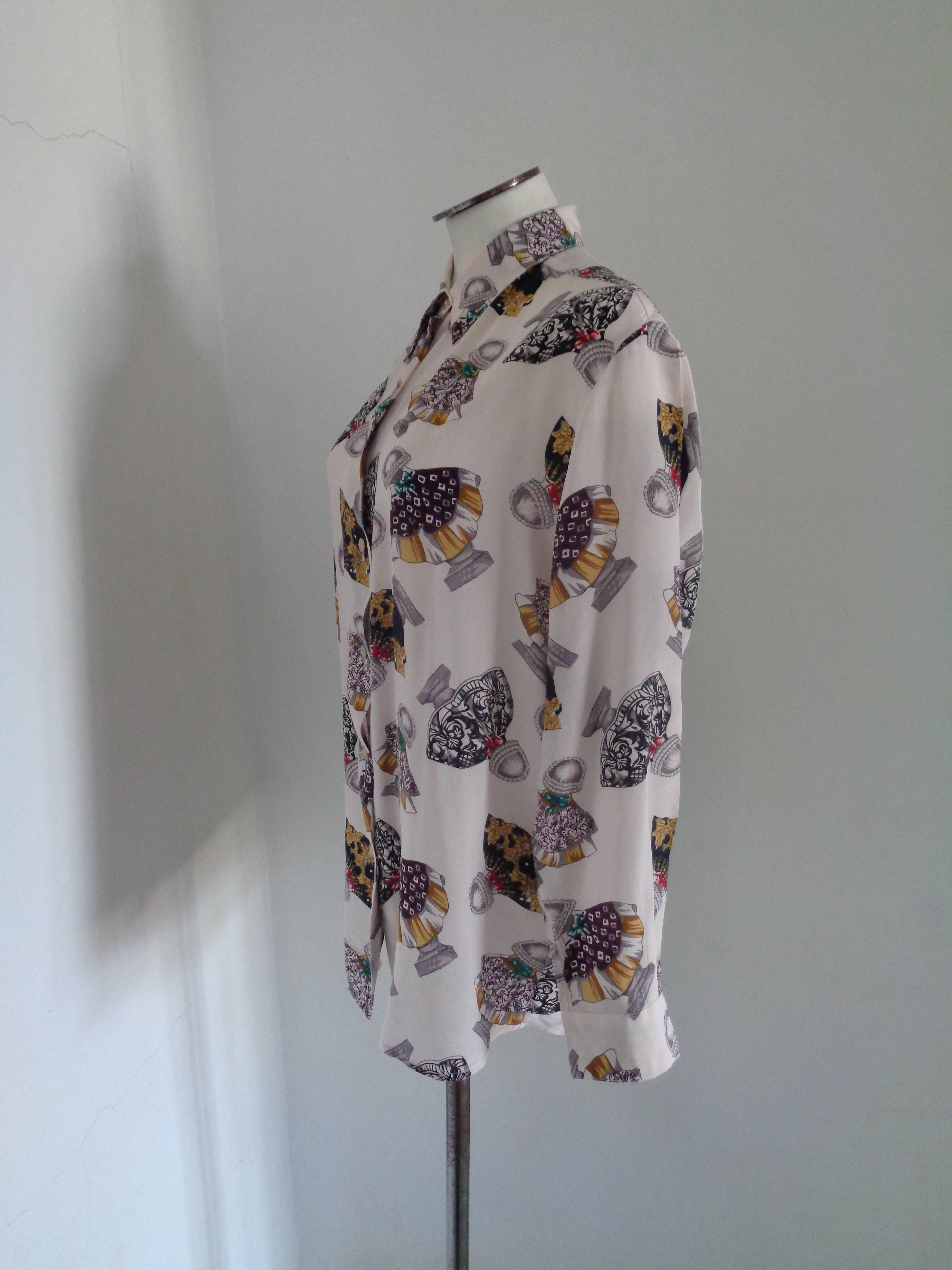 Gray Brunetta White multicolour Silk Shirt