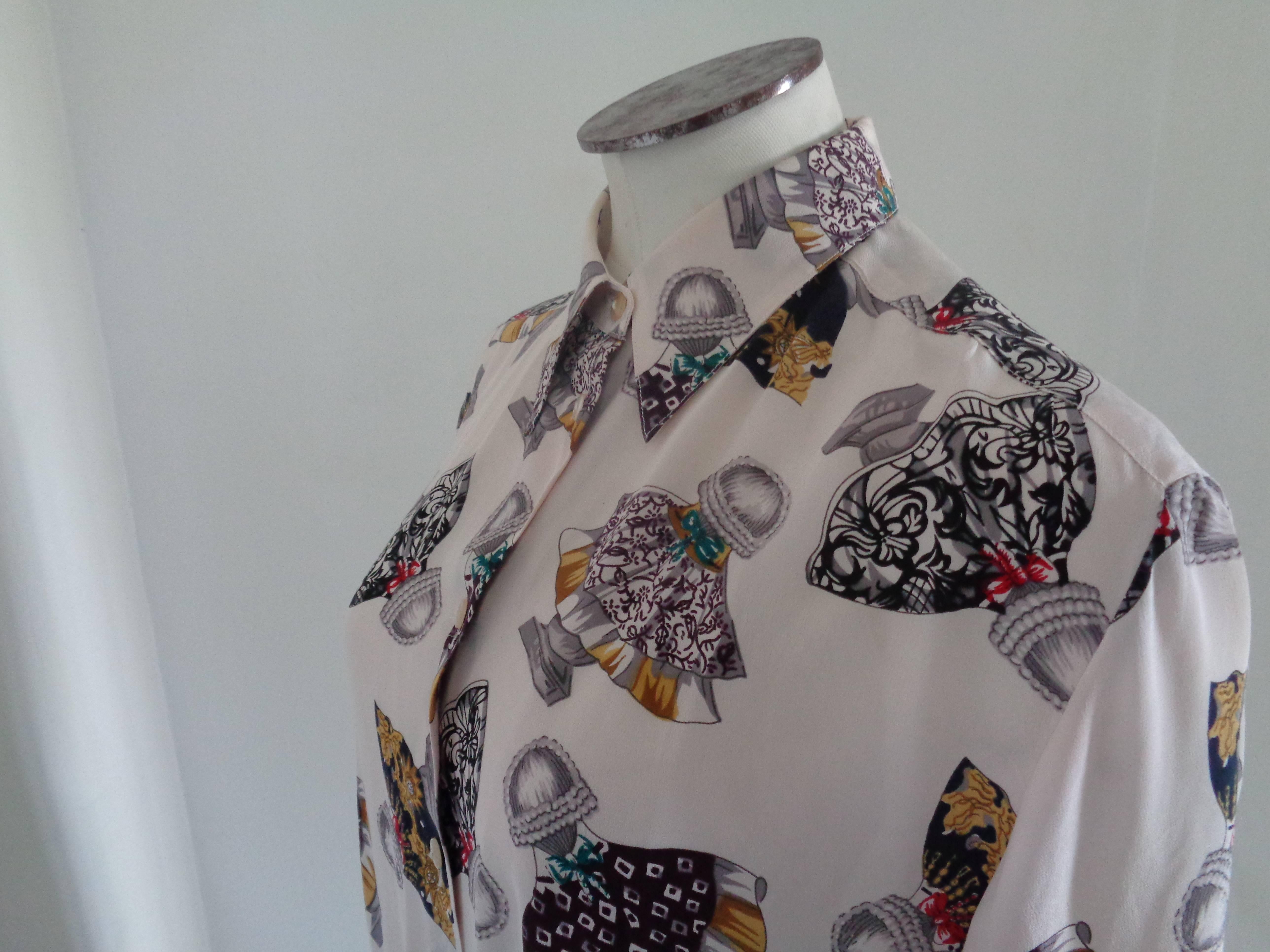 Brunetta White multicolour Silk Shirt 1