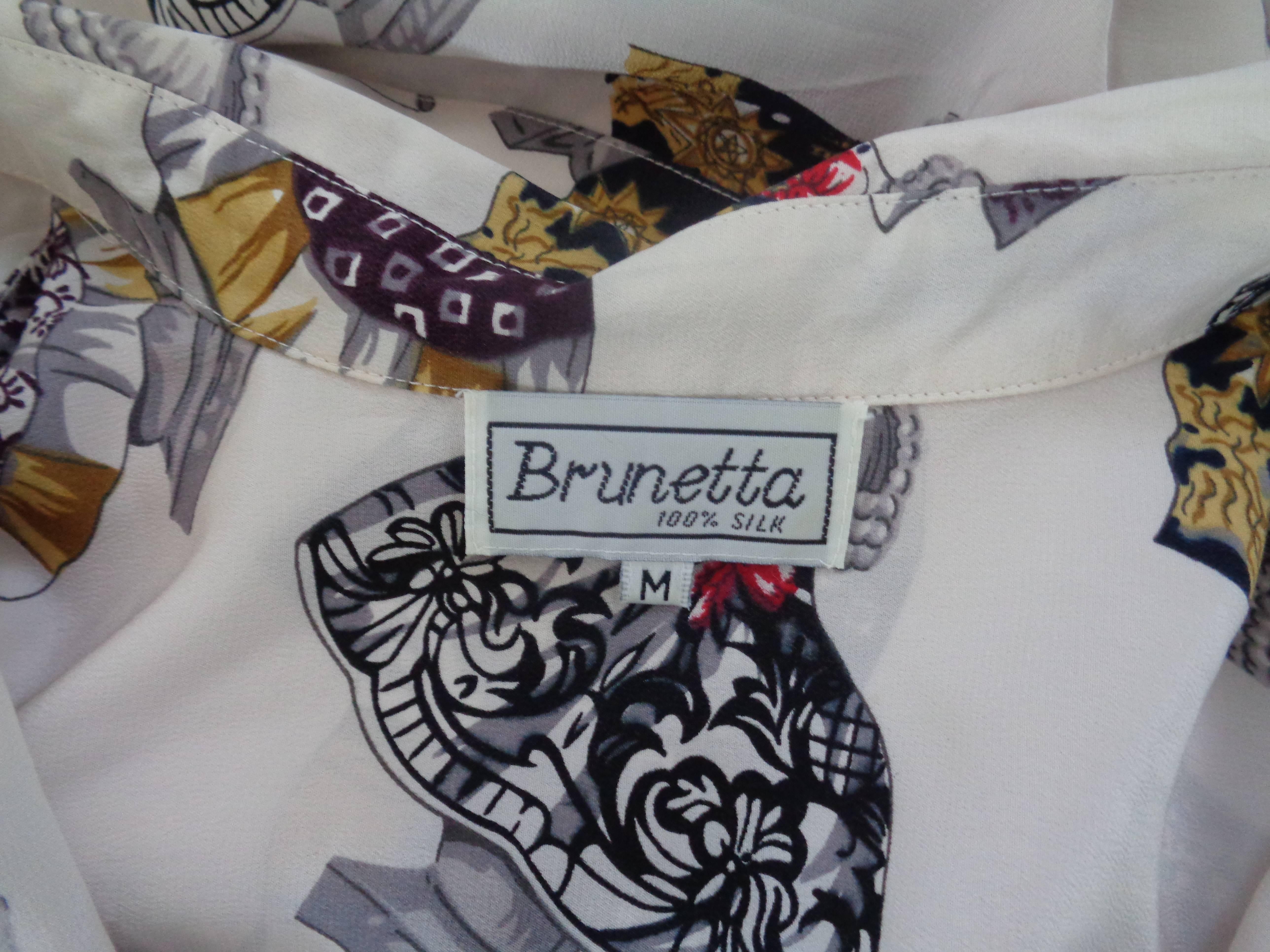 Brunetta White multicolour Silk Shirt 2