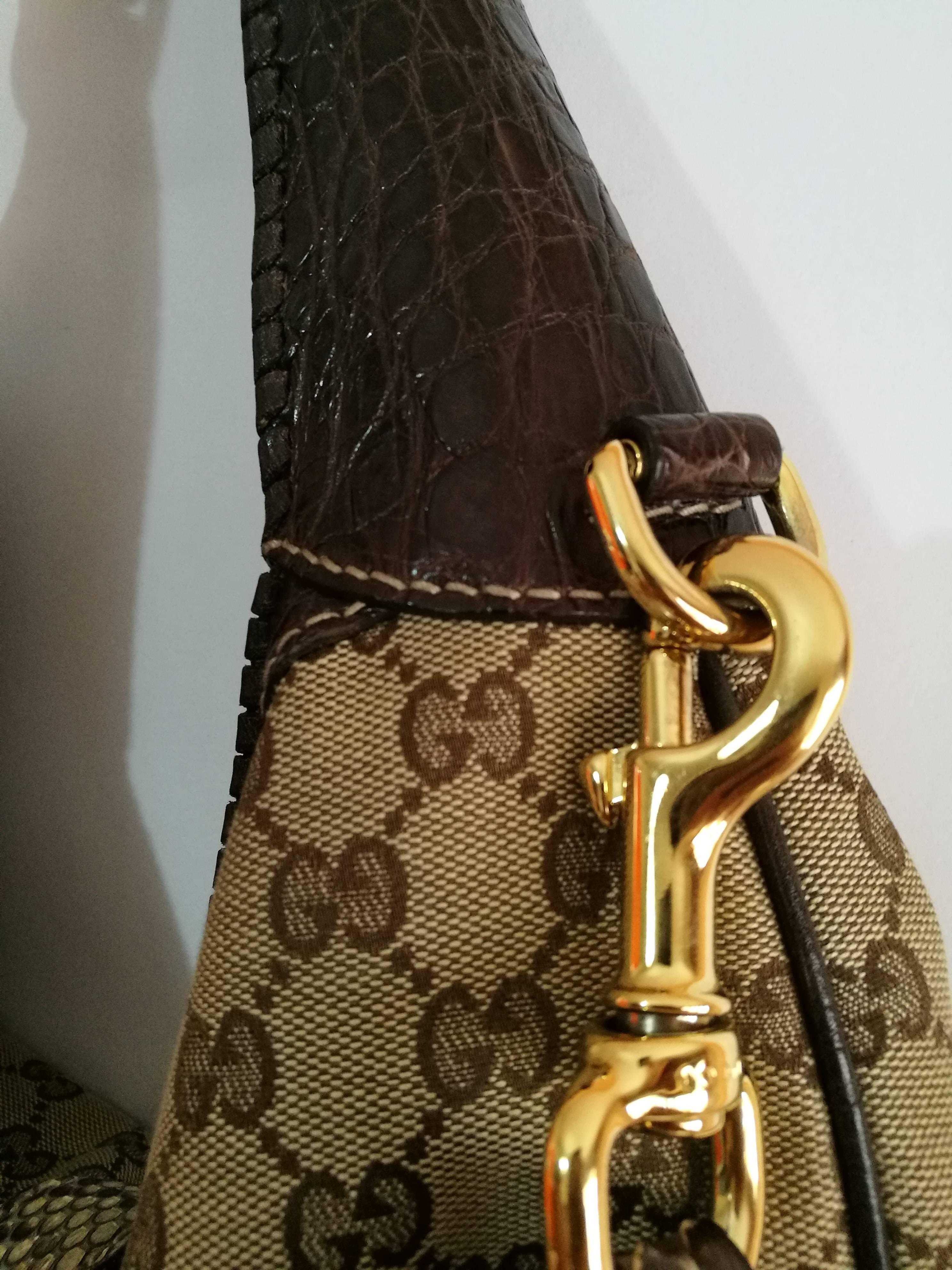 Gucci Monogram Crocodile and Python Skin Shoulder Bag 1