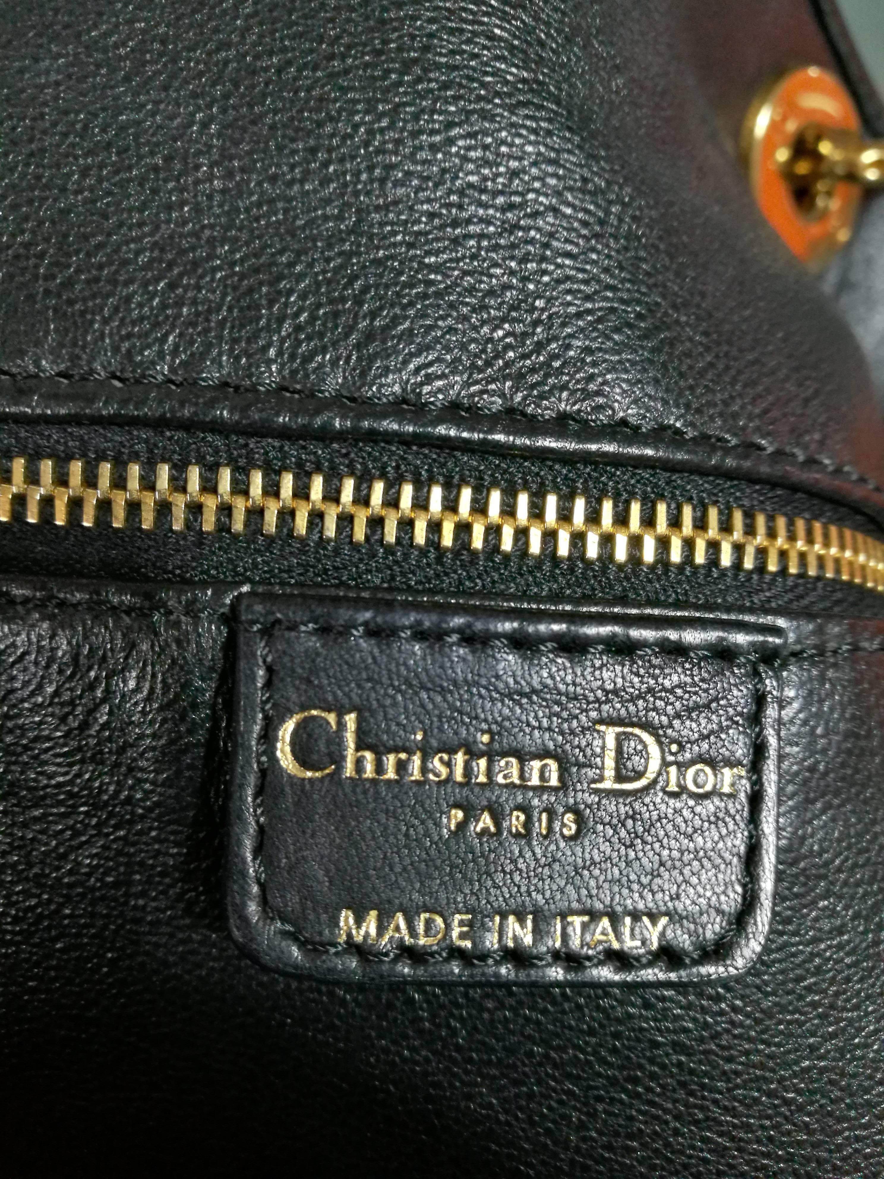 Christian Dior Black Gold Tone Hardware Lady Dior Shoulder Bag In Excellent Condition In Capri, IT