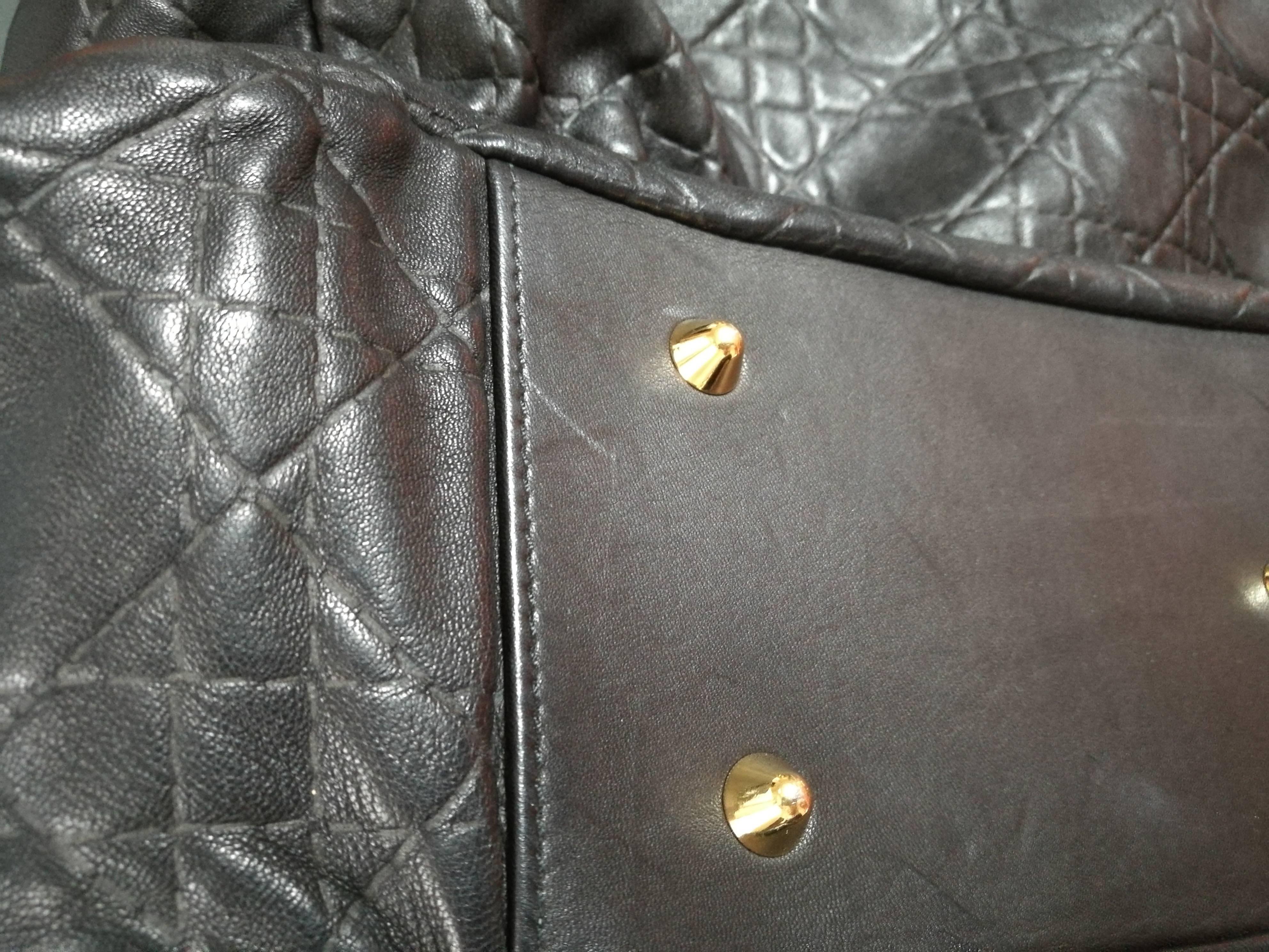 Christian Dior Black Gold Tone Hardware Lady Dior Shoulder Bag 5