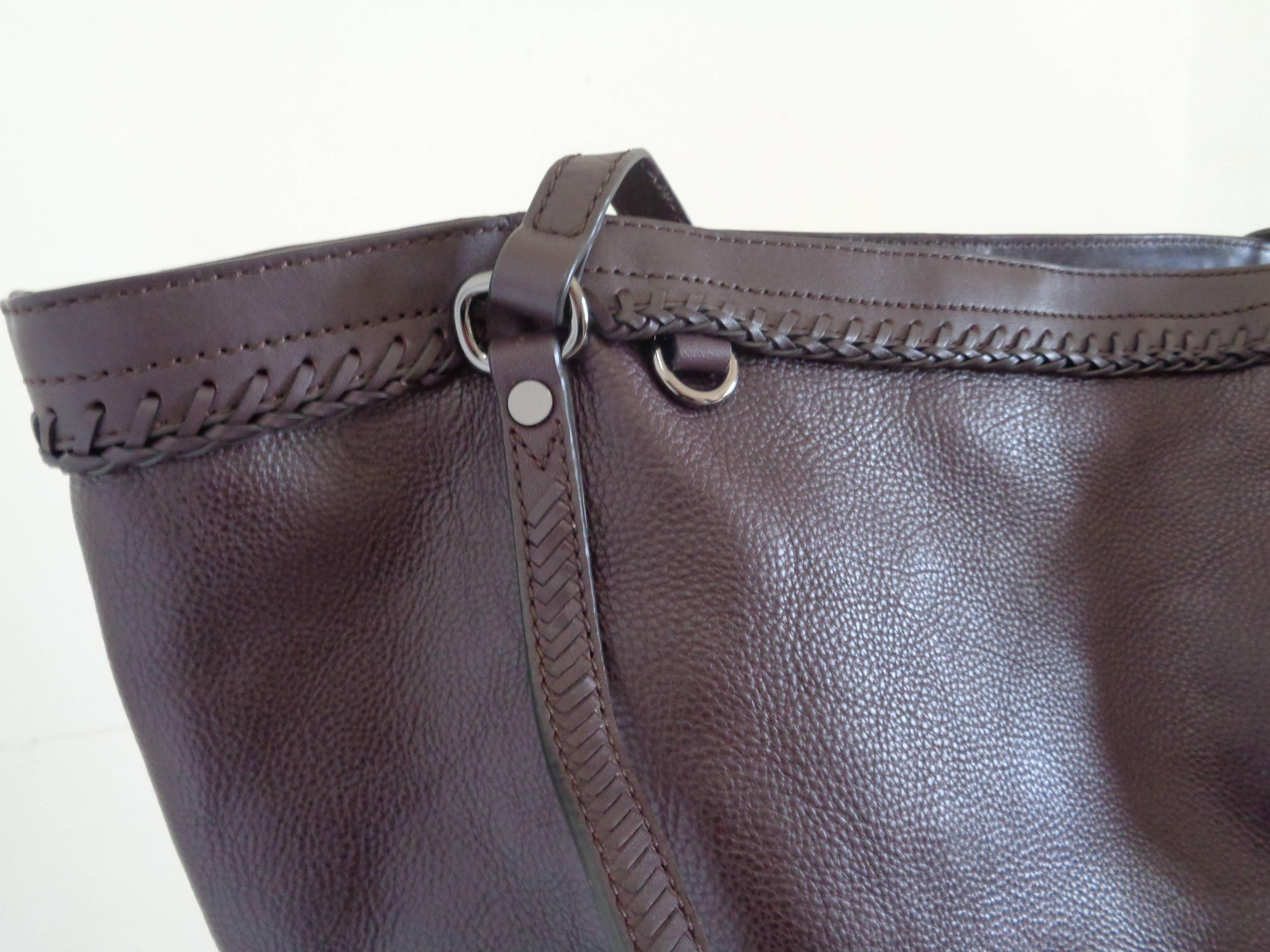 Black Burberry Dark Brown Leather Shoulder Bag