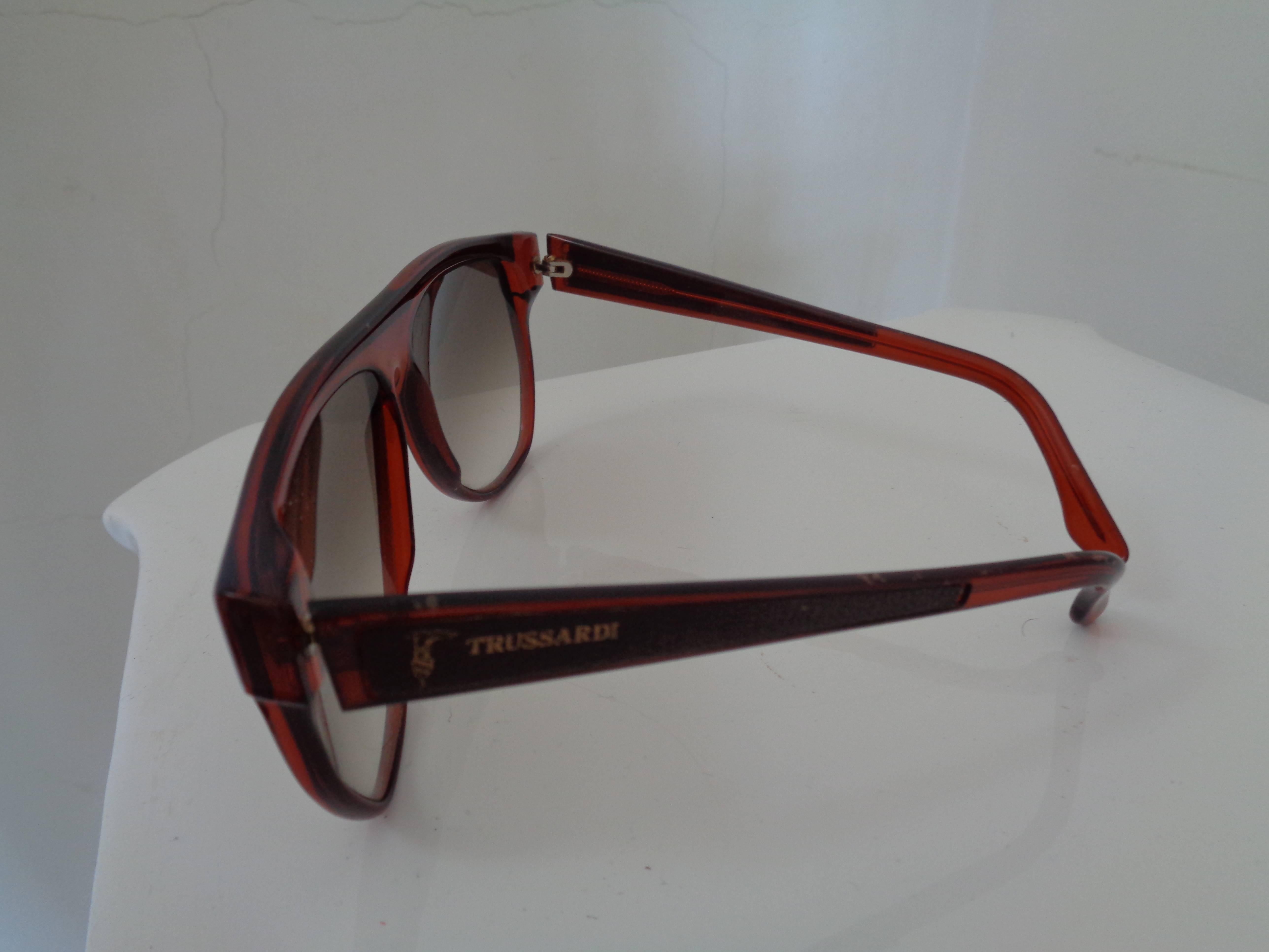 Trussardi Brown Sunglasses In Excellent Condition For Sale In Capri, IT