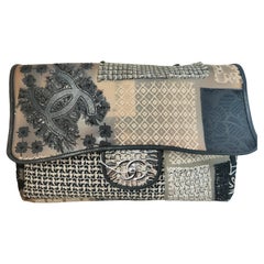 Chanel Jumbo PVC and tweed patchword single flap