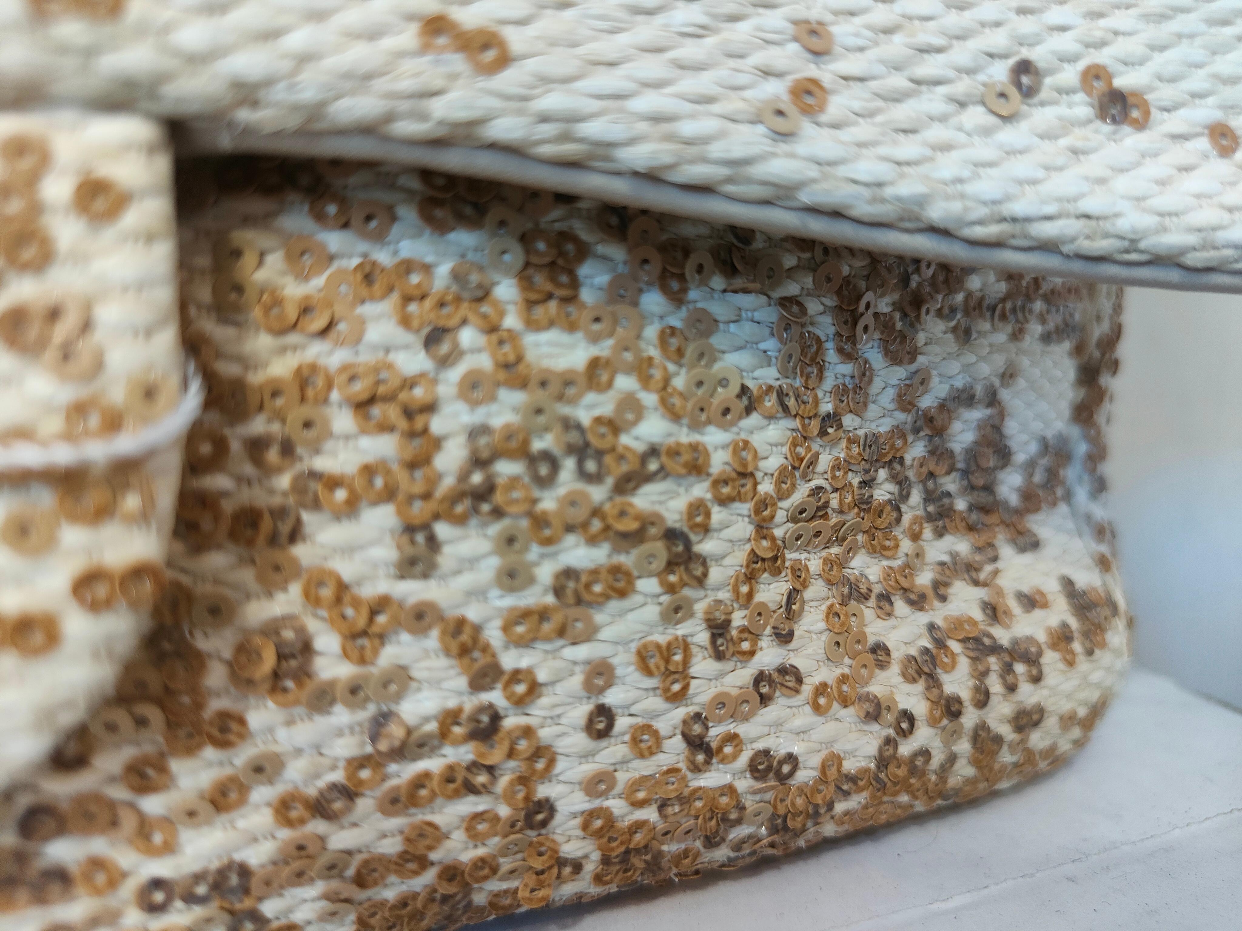 Chanel jumbo raffia sequins single flap Excellent état - En vente à Capri, IT
