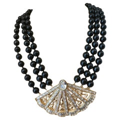 1990' Yves Saint Laurent schwarze Steine goldfarbene Hardware Kristall Steine NWOT