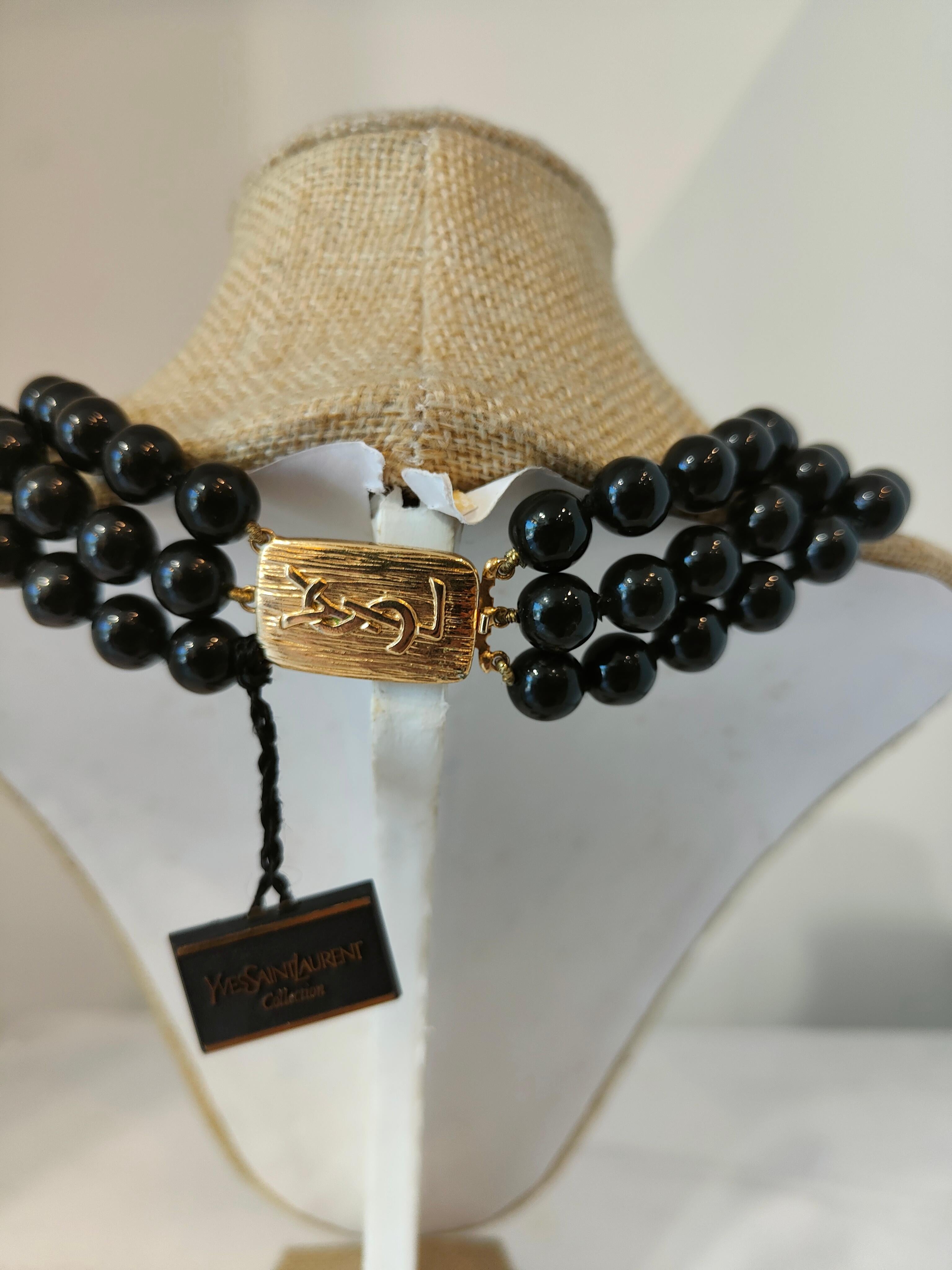 da uomo o donna 1990' Yves Saint Laurent nero pietre oro hardware pietre cristallo NWOT in vendita