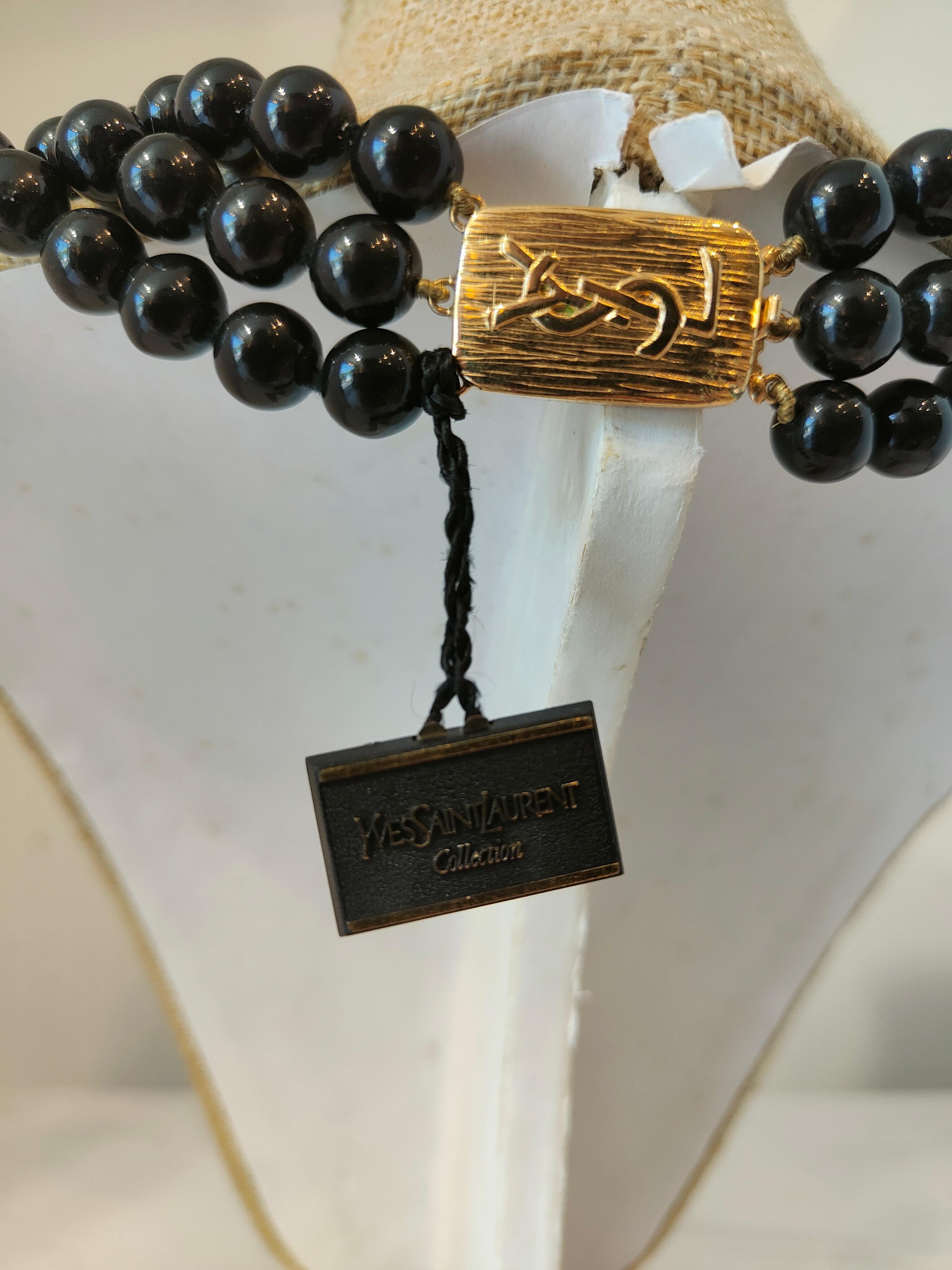 1990' Yves Saint Laurent nero pietre oro hardware pietre cristallo NWOT in vendita 1