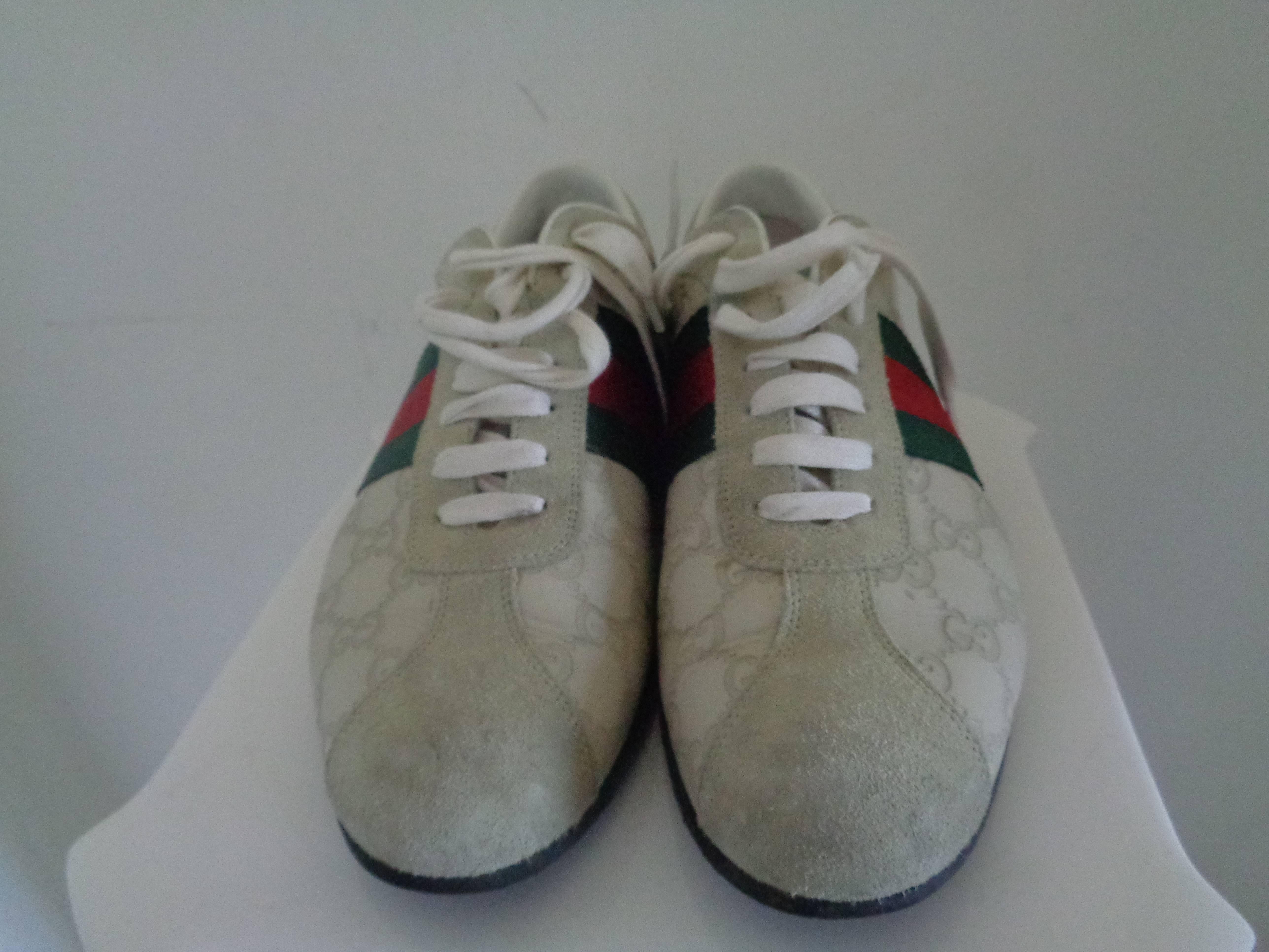 Gucci white textile sneakers In Good Condition In Capri, IT