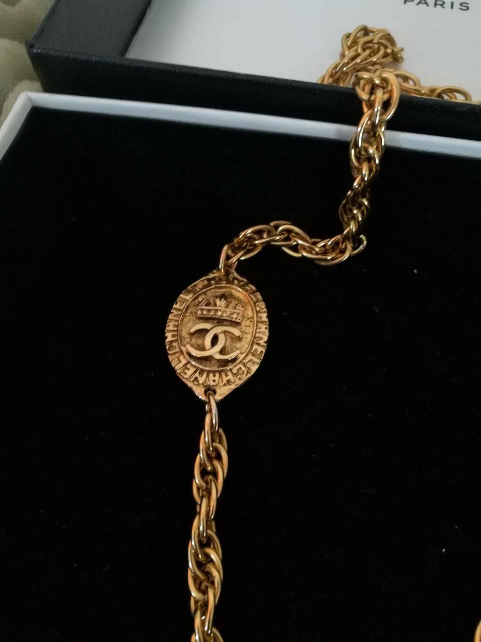 Women's or Men's Chanel Gold Tone with CC crown pendants