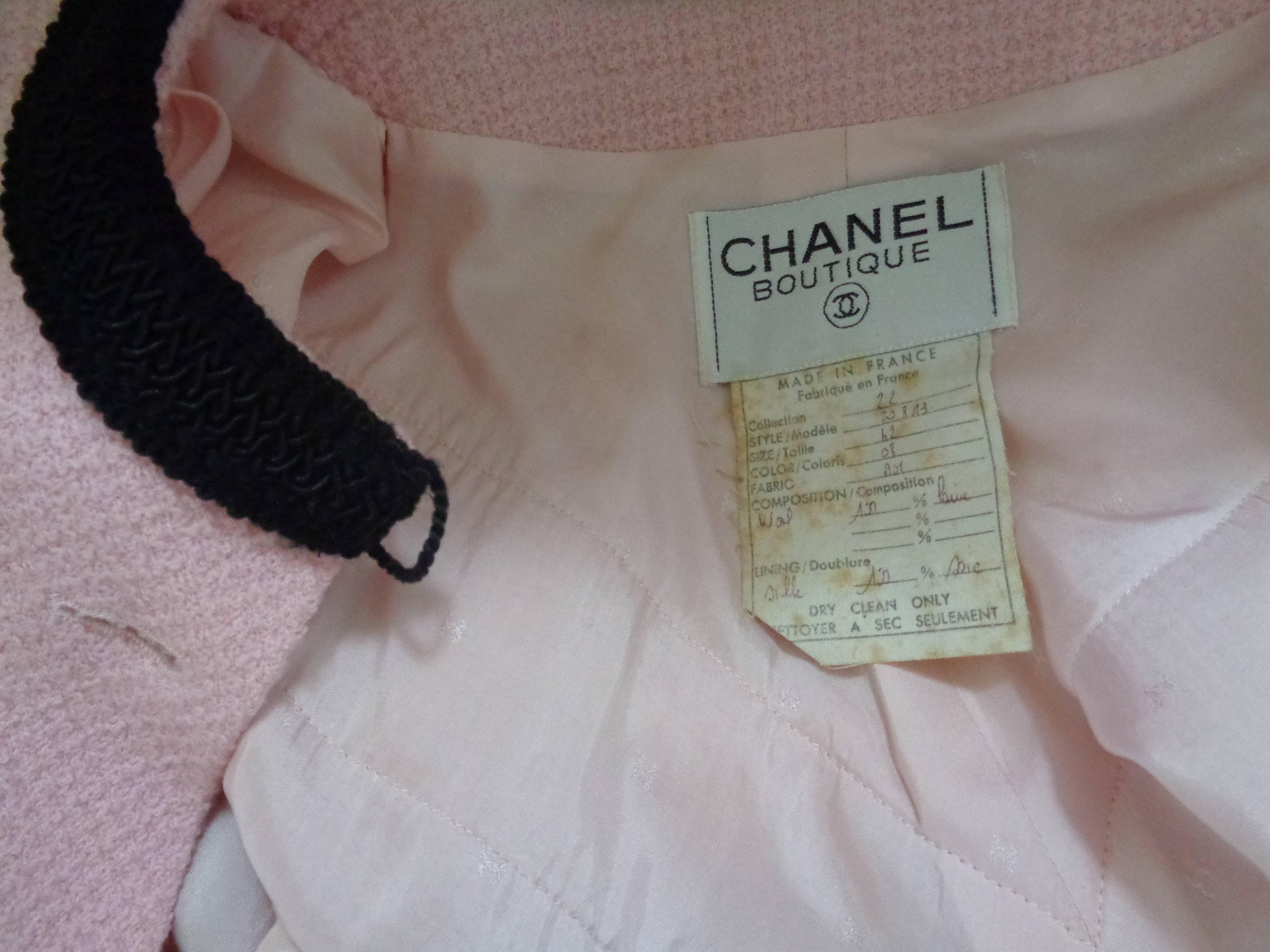 Chanel Pink Black with Gold Hardware Wool Skirt Suit 3