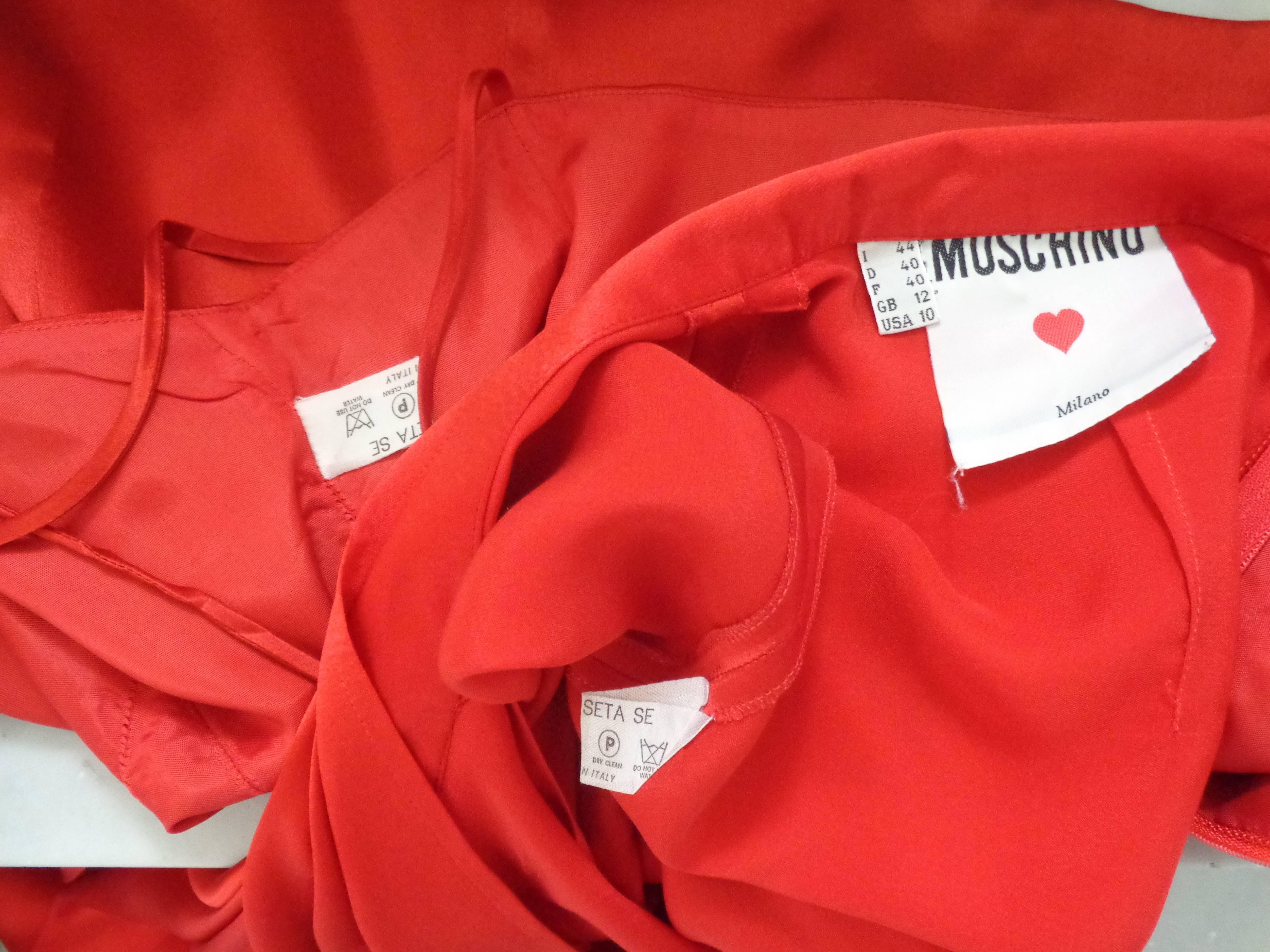 Rare Moschino Red Silk Top and skirt 3