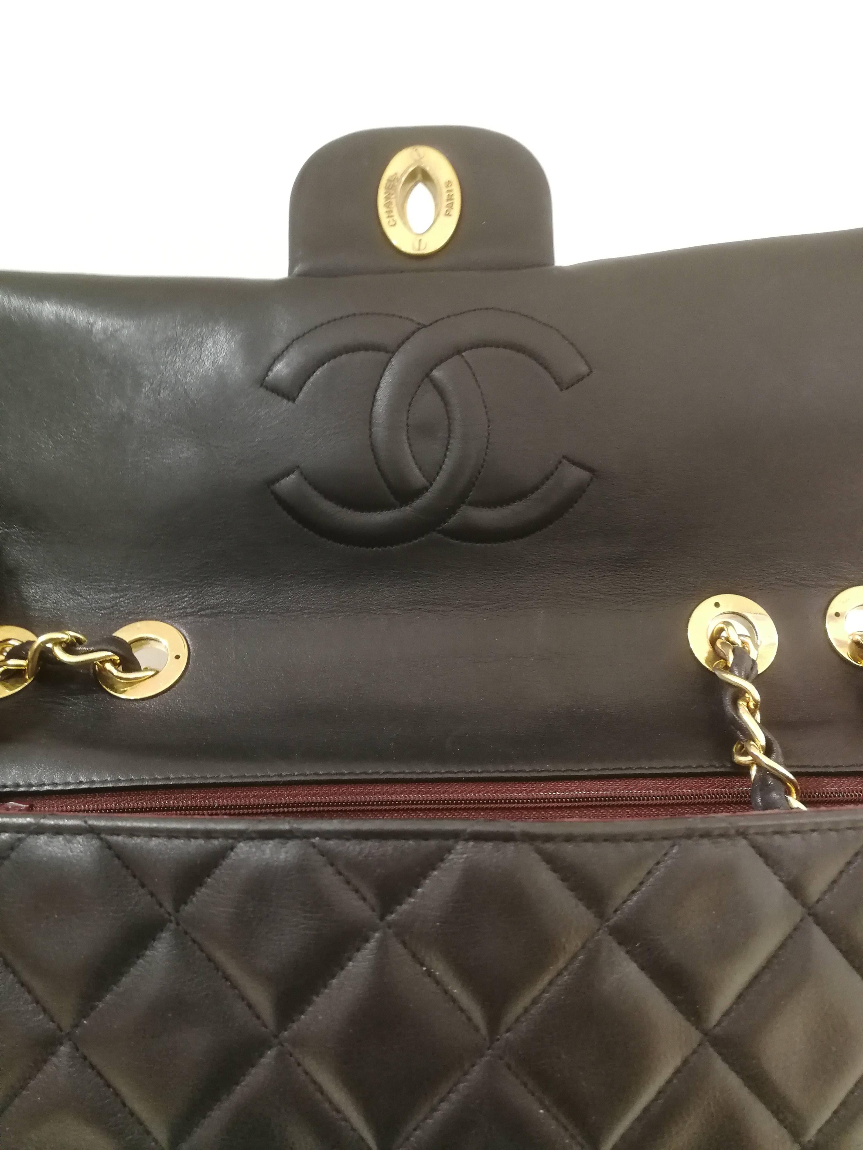 Chanel Black leather gold hardware maxi jumbo shoulder bag 2