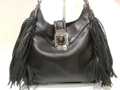 Celine black leather with Fringes Bag