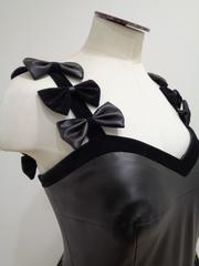 Chanel Black Leather Velvet Bows Dress