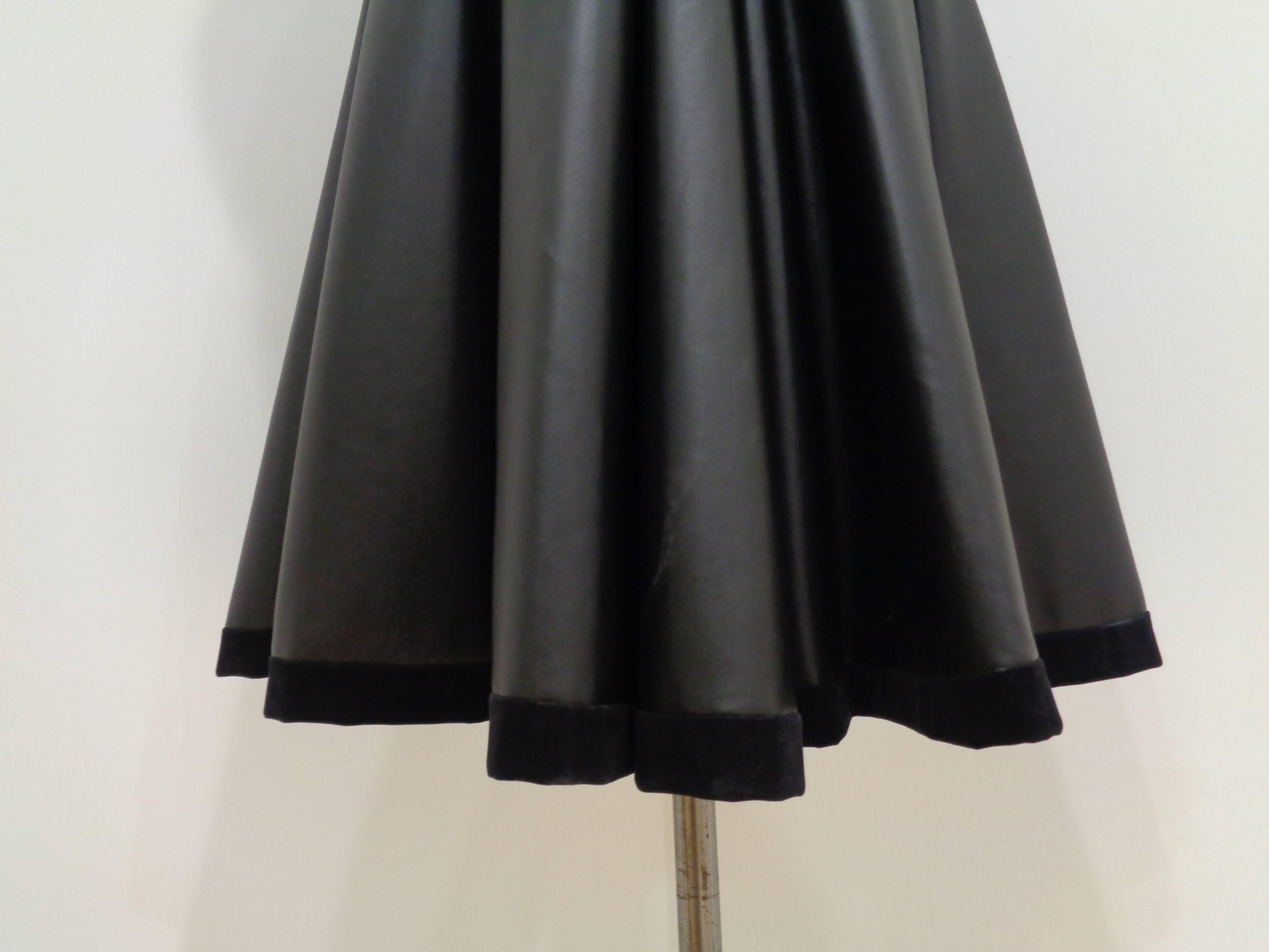 Chanel Black Leather Velvet Bows Dress For Sale 2